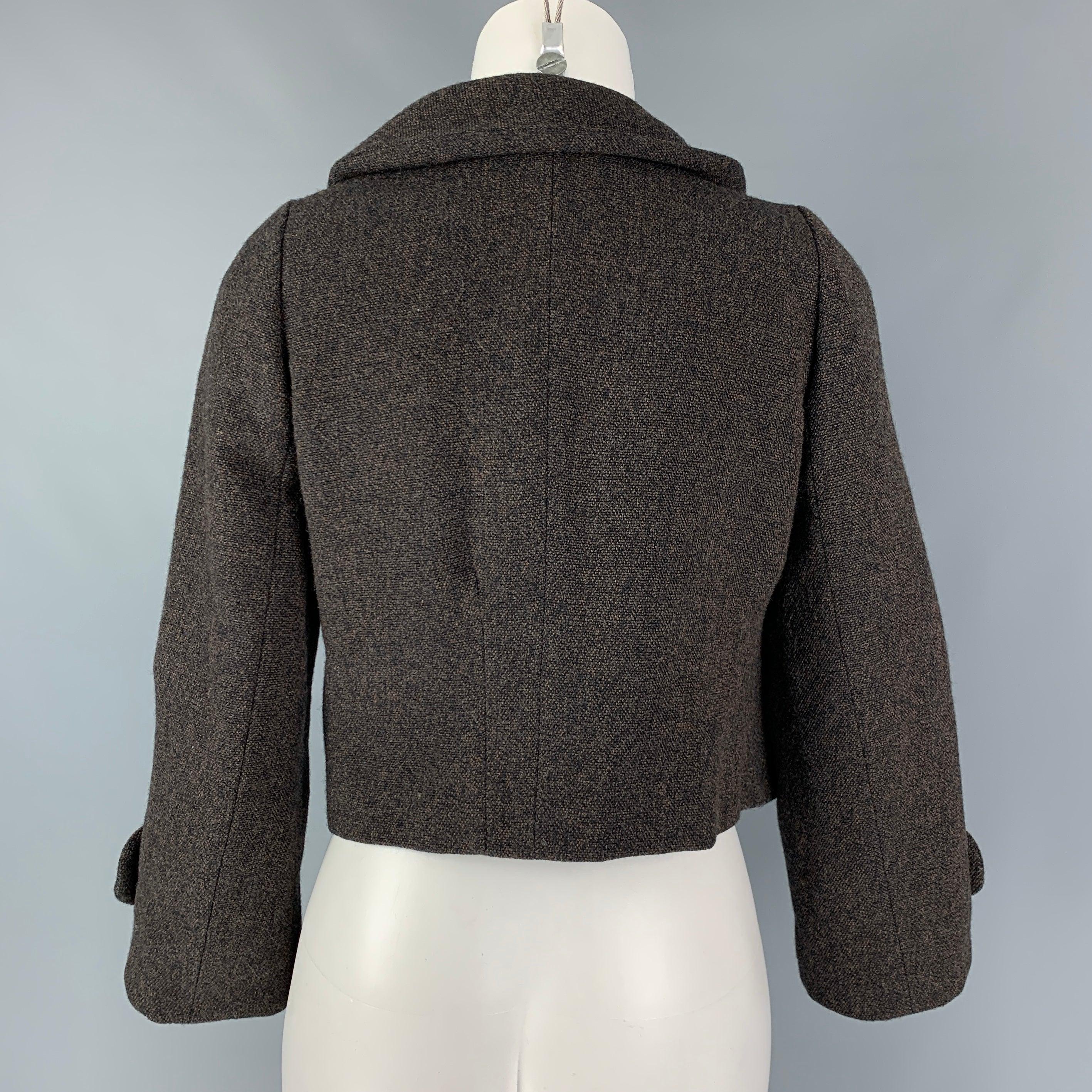 MARNI Size 4 Black Brown Nailhead Cropped Jacket In Good Condition For Sale In San Francisco, CA