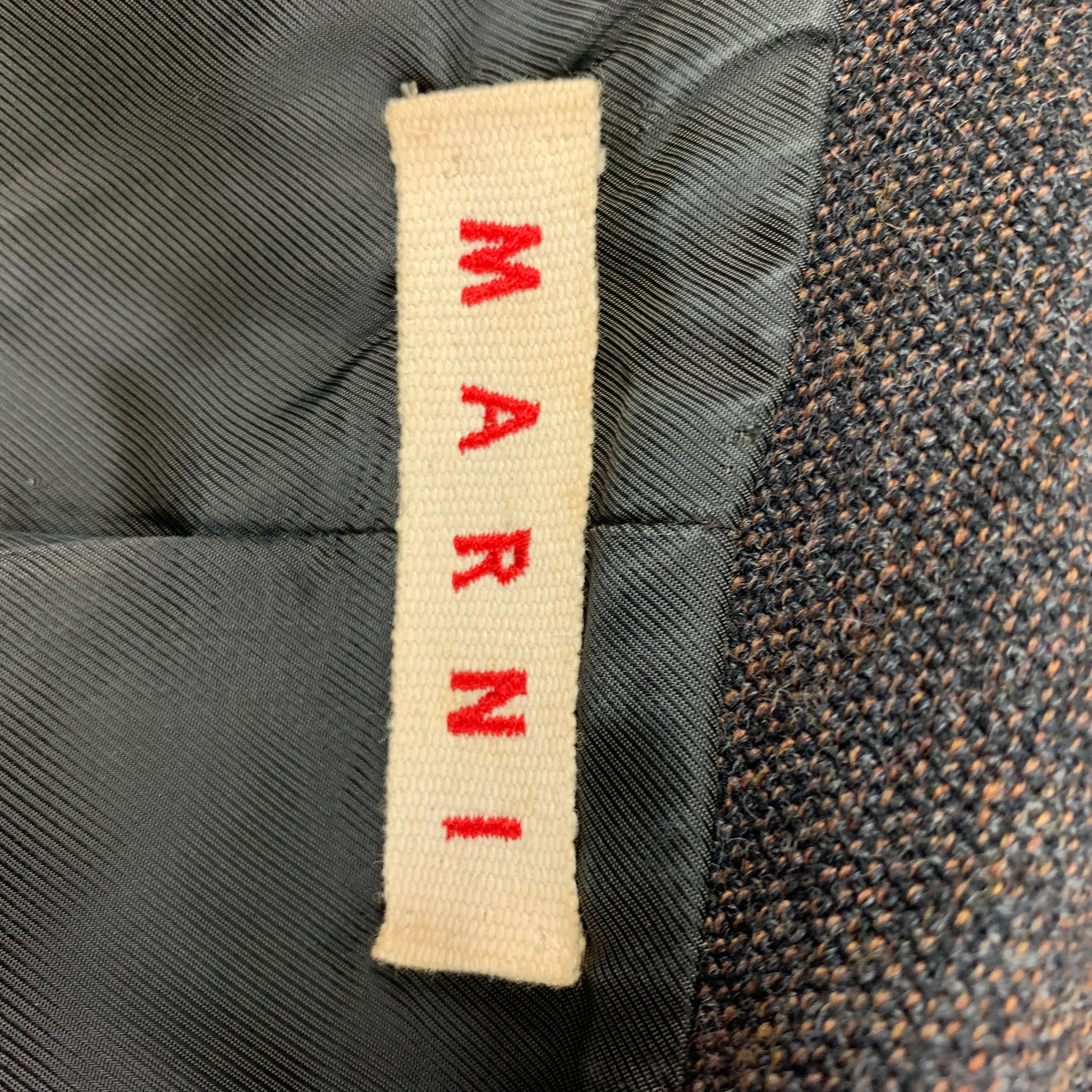 MARNI Size 4 Black Brown Nailhead Cropped Jacket For Sale 1