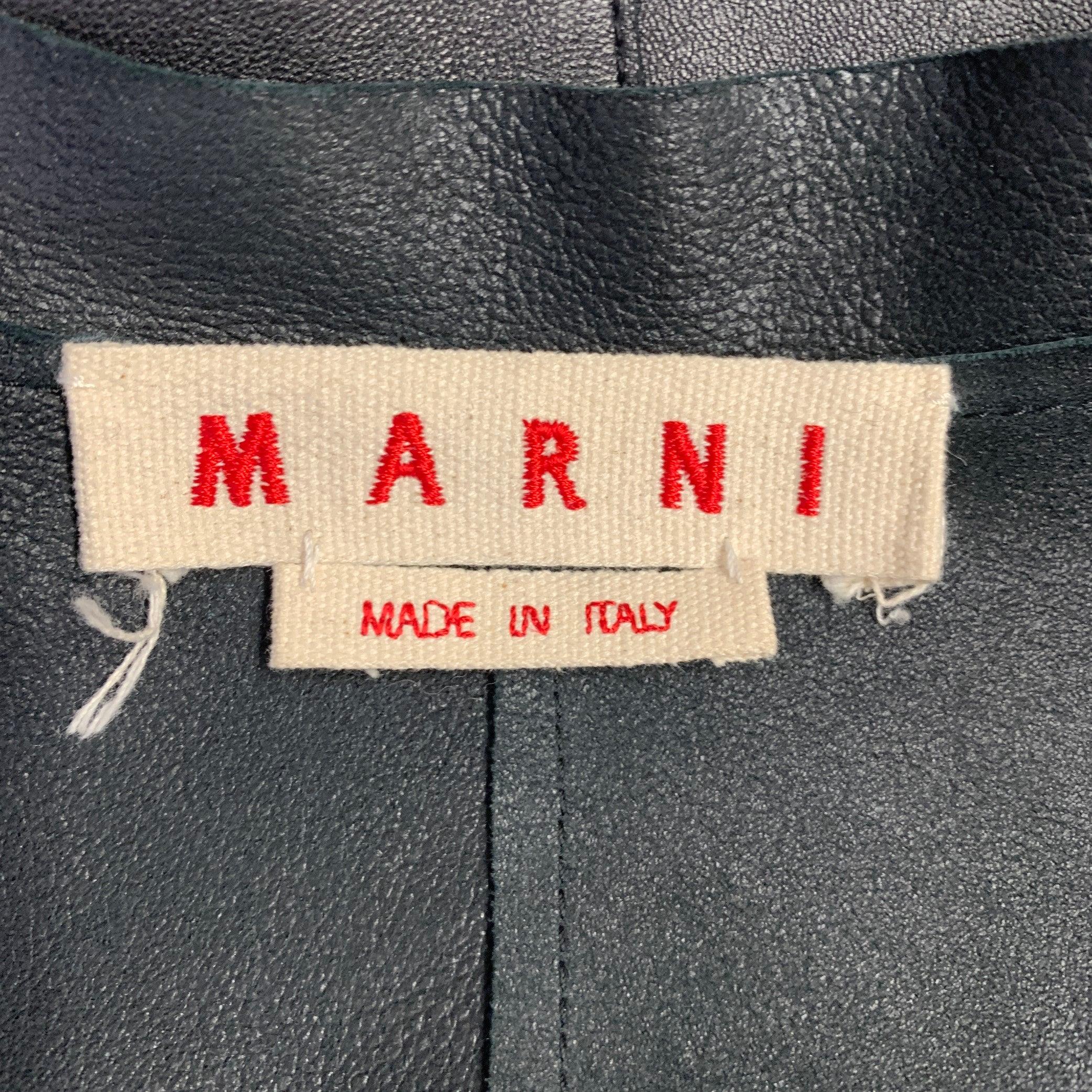 Marni Taglia 4 Cappotto in pelle di agnello nera con bottoni automatici In condizioni ottime in vendita a San Francisco, CA