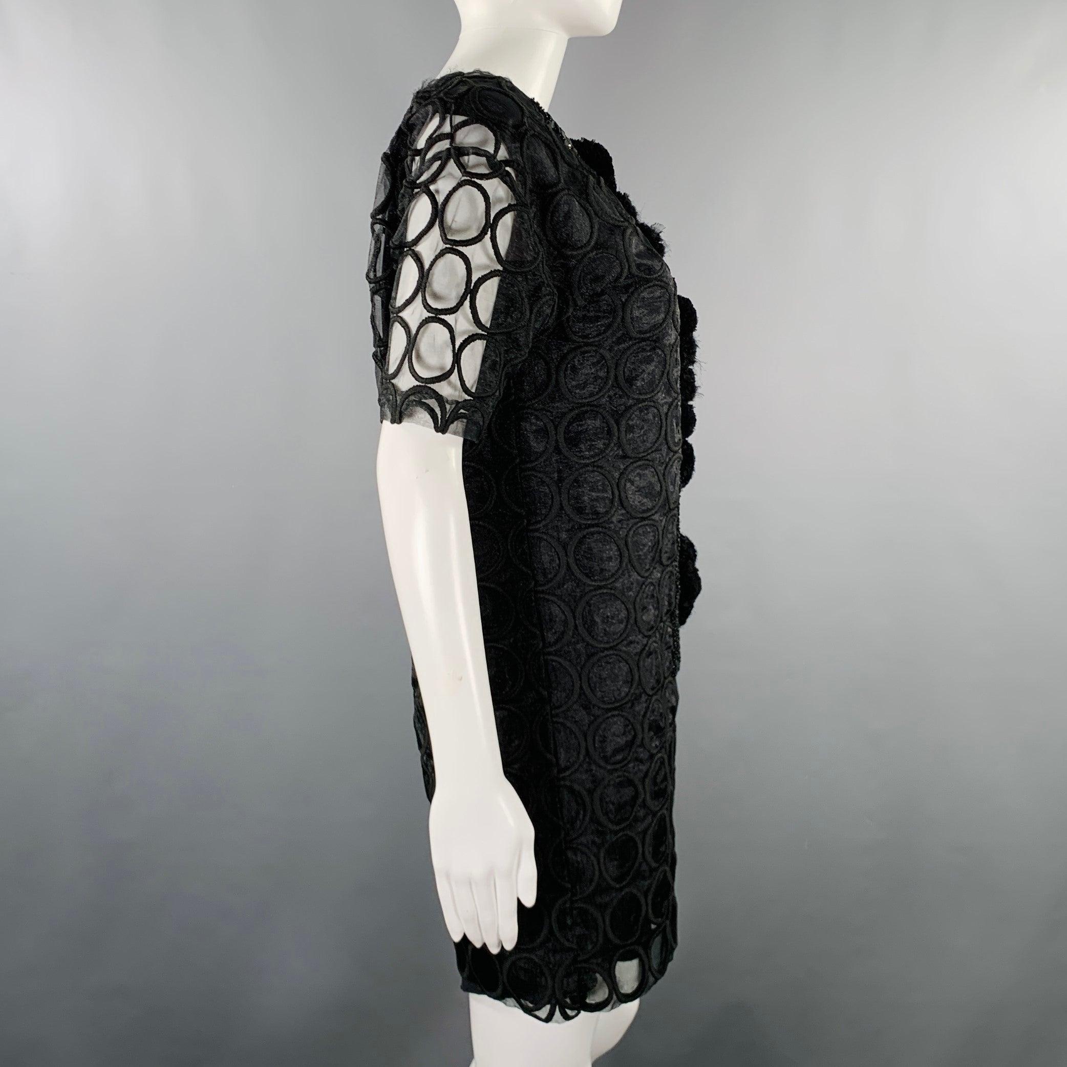 Noir MARNI Taille 4 Robe de cocktail double épaisseur en polyester noir avec applications en vente