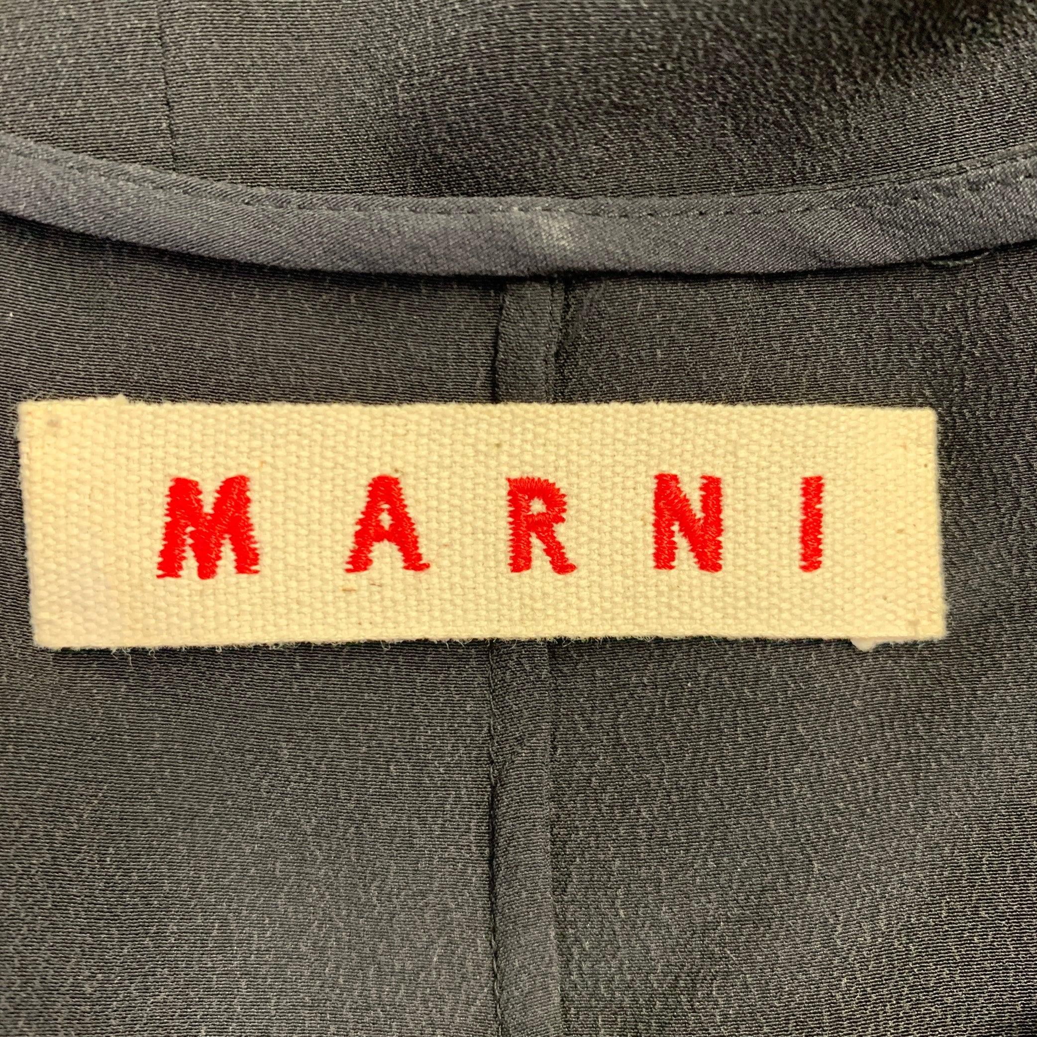 MARNI Taille 4 Robe de cocktail double épaisseur en polyester noir avec applications Pour femmes en vente