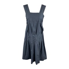 MARNI Size 4 Black Poplin Cotton Pleated Sleeveless Dress