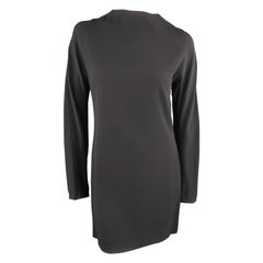 MARNI Size 4 Black Stretch Cream High Necl Long Sleeve Shift Dress