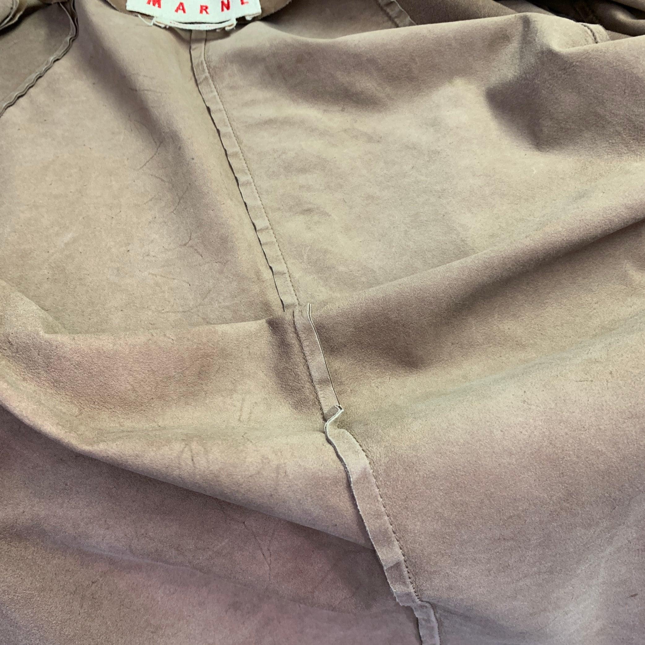 MARNI Size 4 Brown Leather Calfskin Snaps Jacket Blazer For Sale 4
