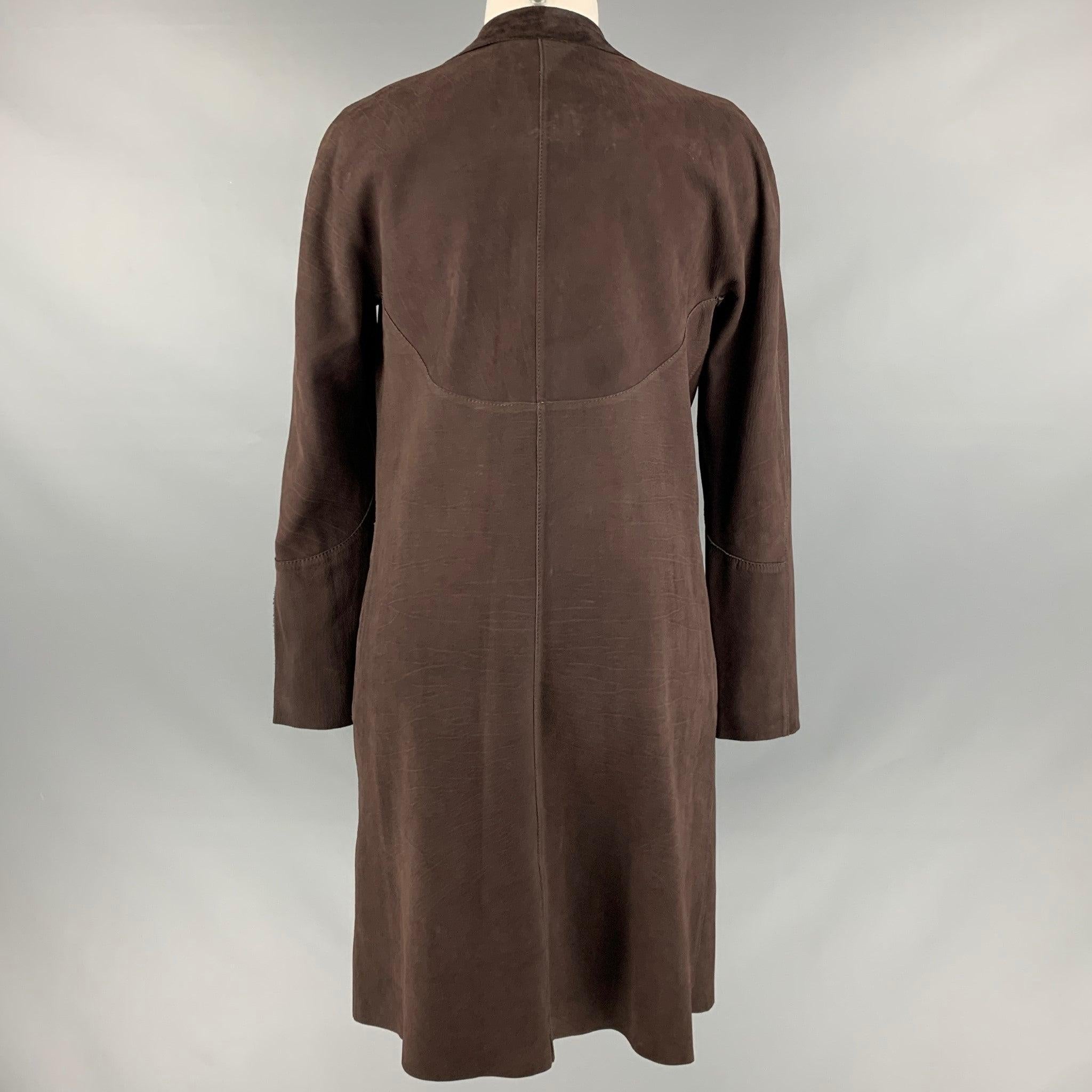 Women's MARNI Size 4 Brown Suede Open Front Coat For Sale