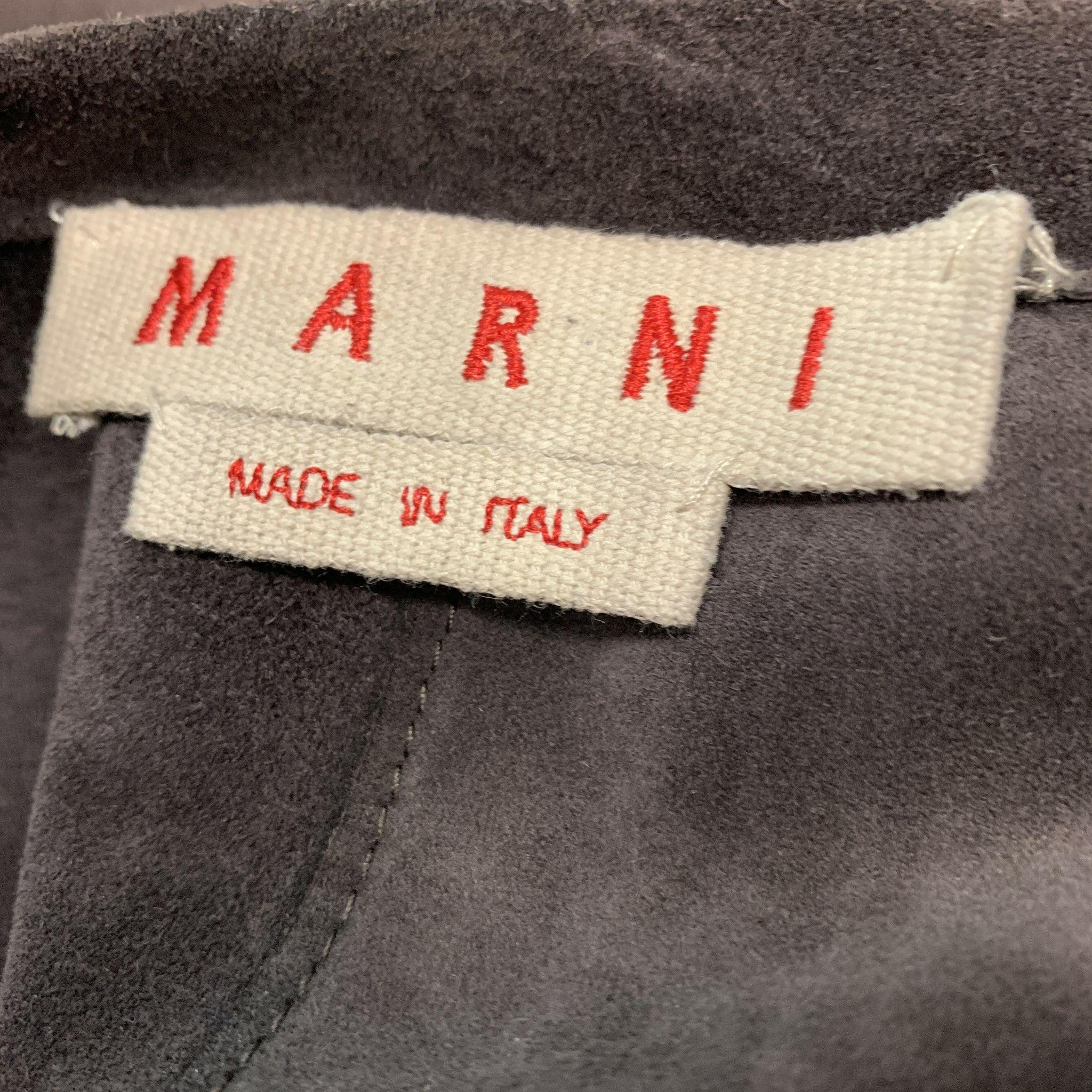 MARNI Size 4 Brown Suede Open Front Coat For Sale 4