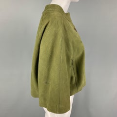 MARNI Size 4 Green Leather Buttoned Jacket