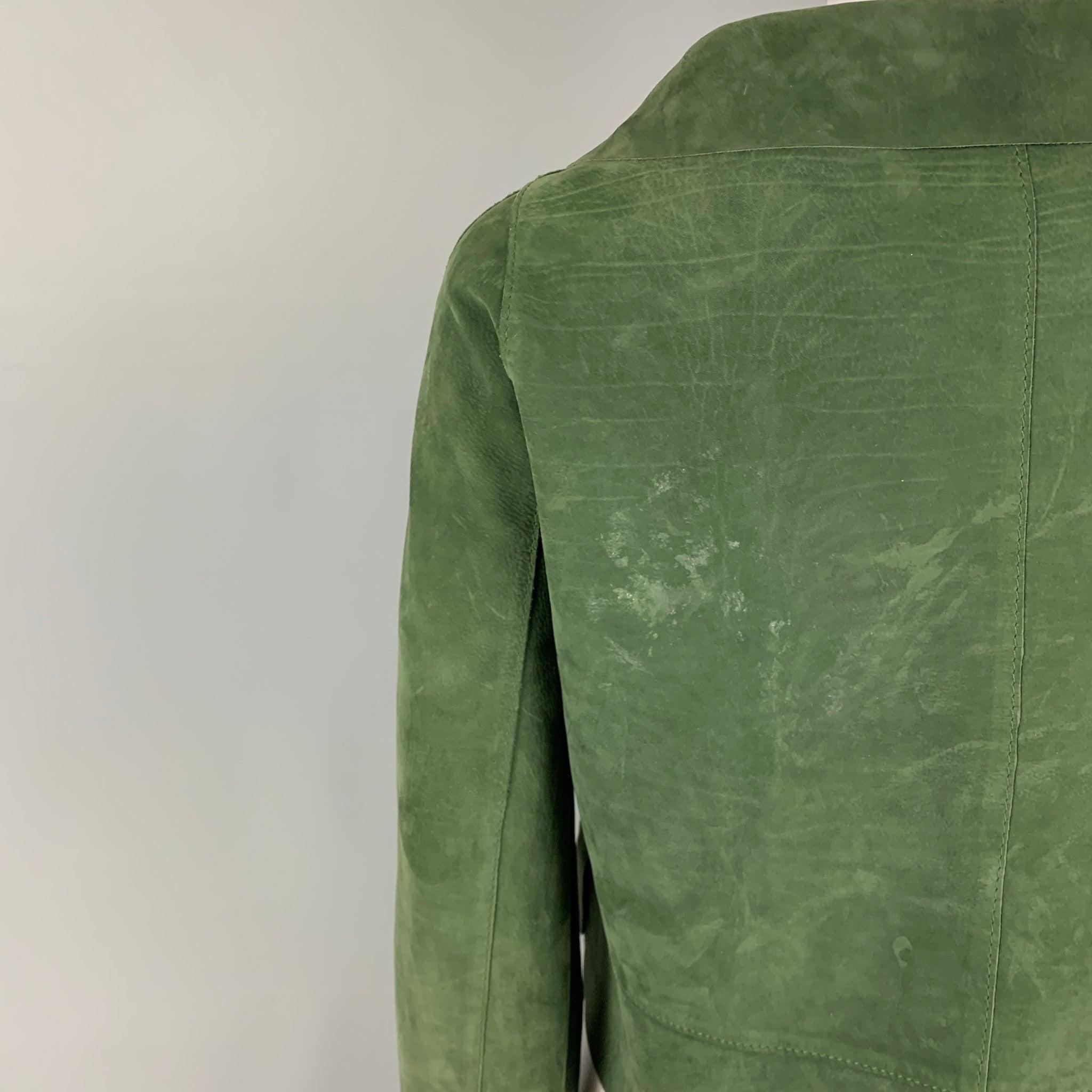Women's MARNI Size 4 Green Suede Buttoned Jacket For Sale
