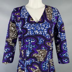 MARNI Size 4 Multi Color Polyester Abstract 3/4 Sleeves Dress