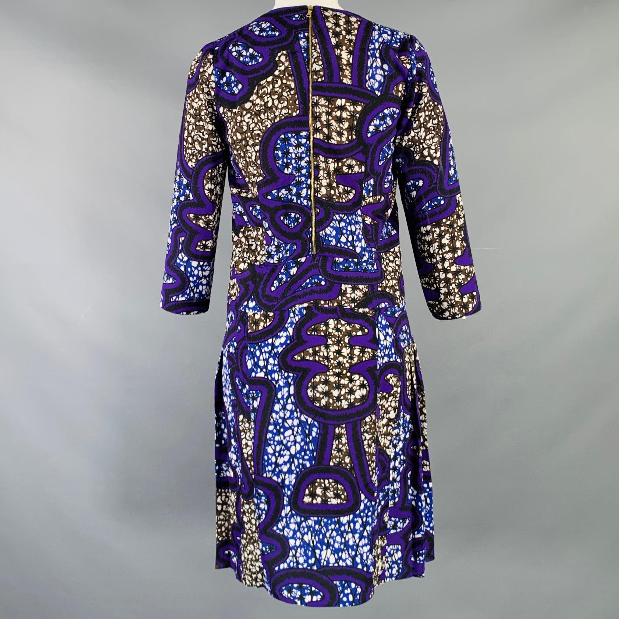 MARNI Größe 4 Mehrfarbig Polyester Abstrakt 3/4 Ärmel Kleid im Zustand „Hervorragend“ im Angebot in San Francisco, CA