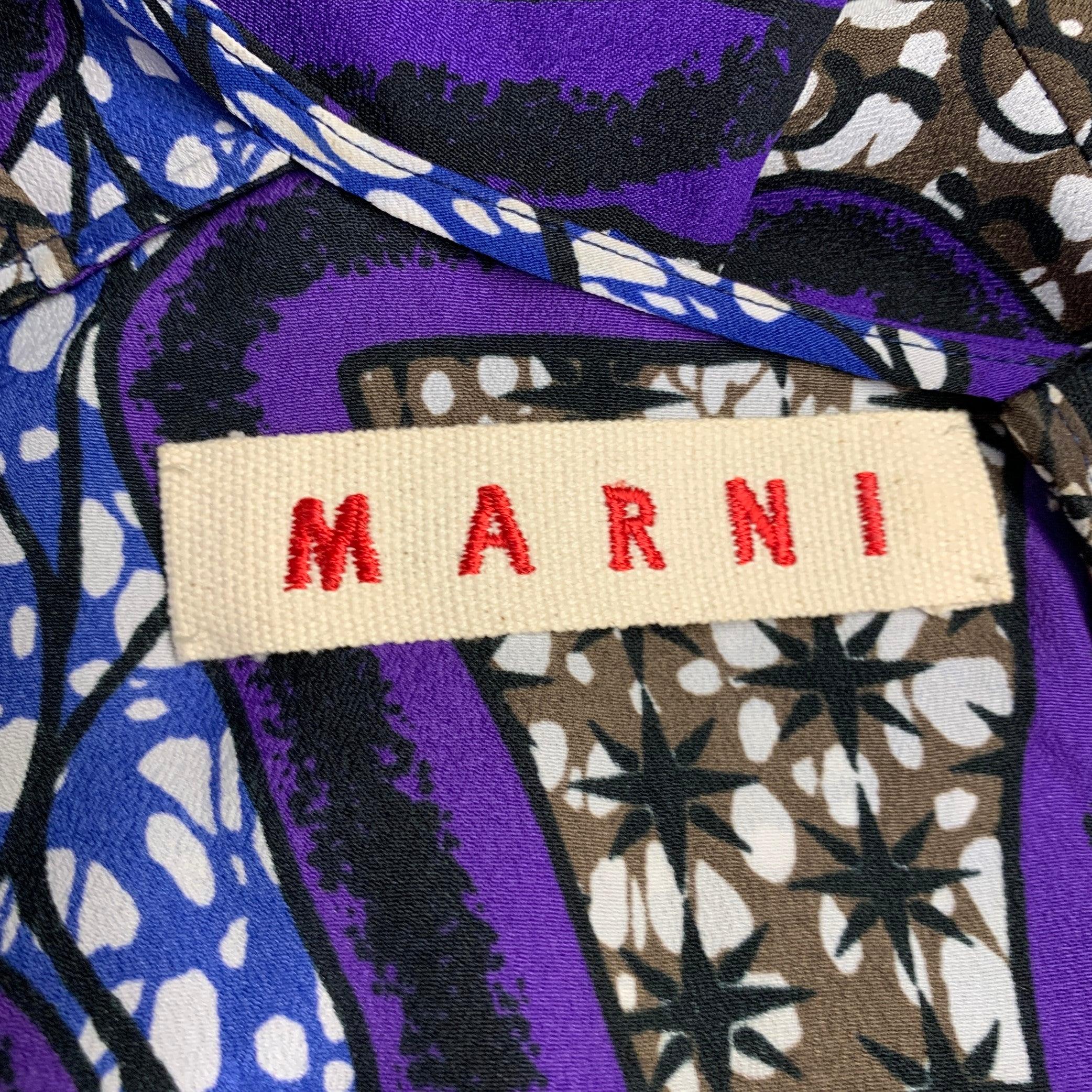 MARNI Größe 4 Mehrfarbig Polyester Abstrakt 3/4 Ärmel Kleid Damen im Angebot