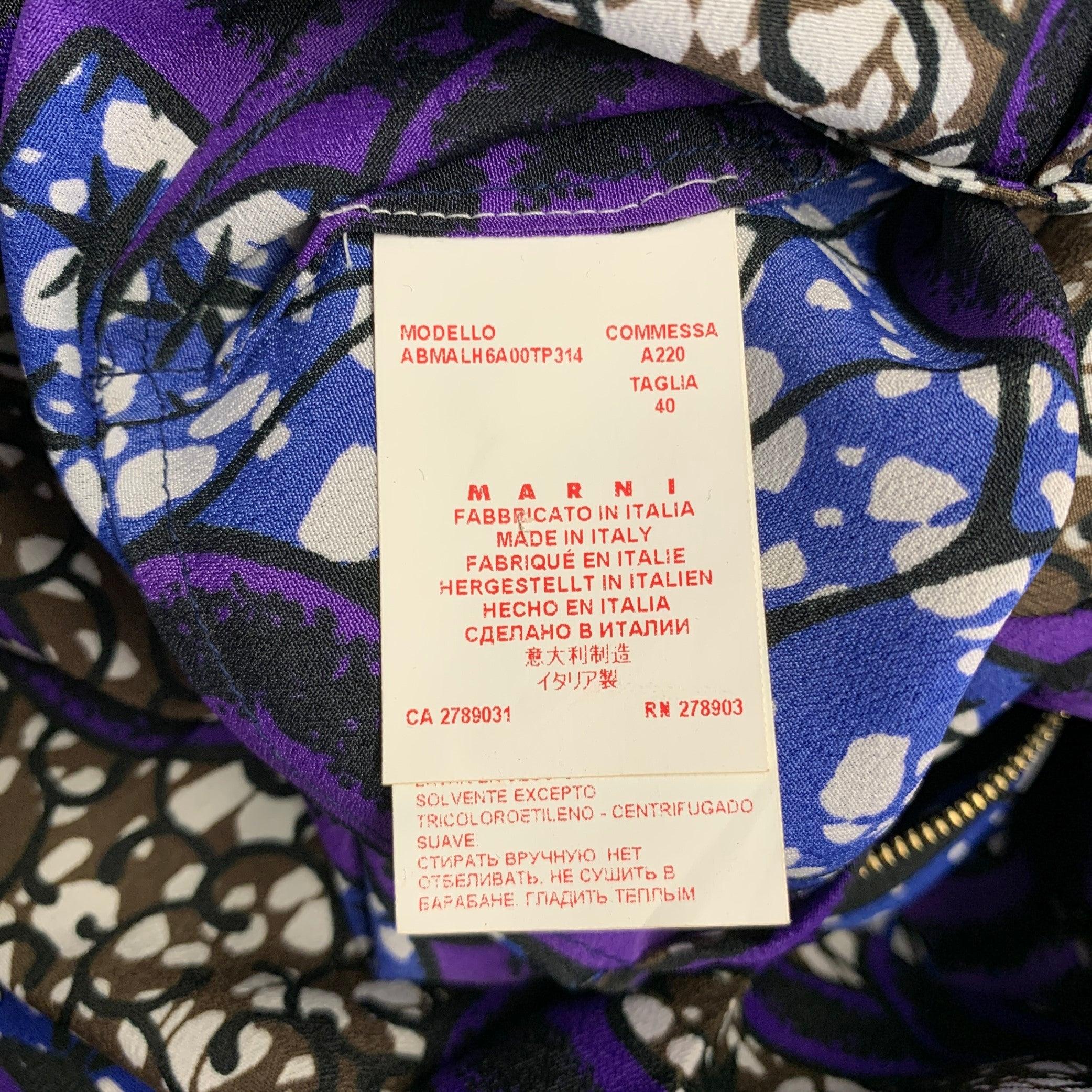 MARNI Größe 4 Mehrfarbig Polyester Abstrakt 3/4 Ärmel Kleid im Angebot 1