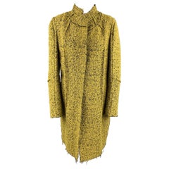 MARNI Size 4 Mustard & Black Textured Boucle Mohair Blend Coat