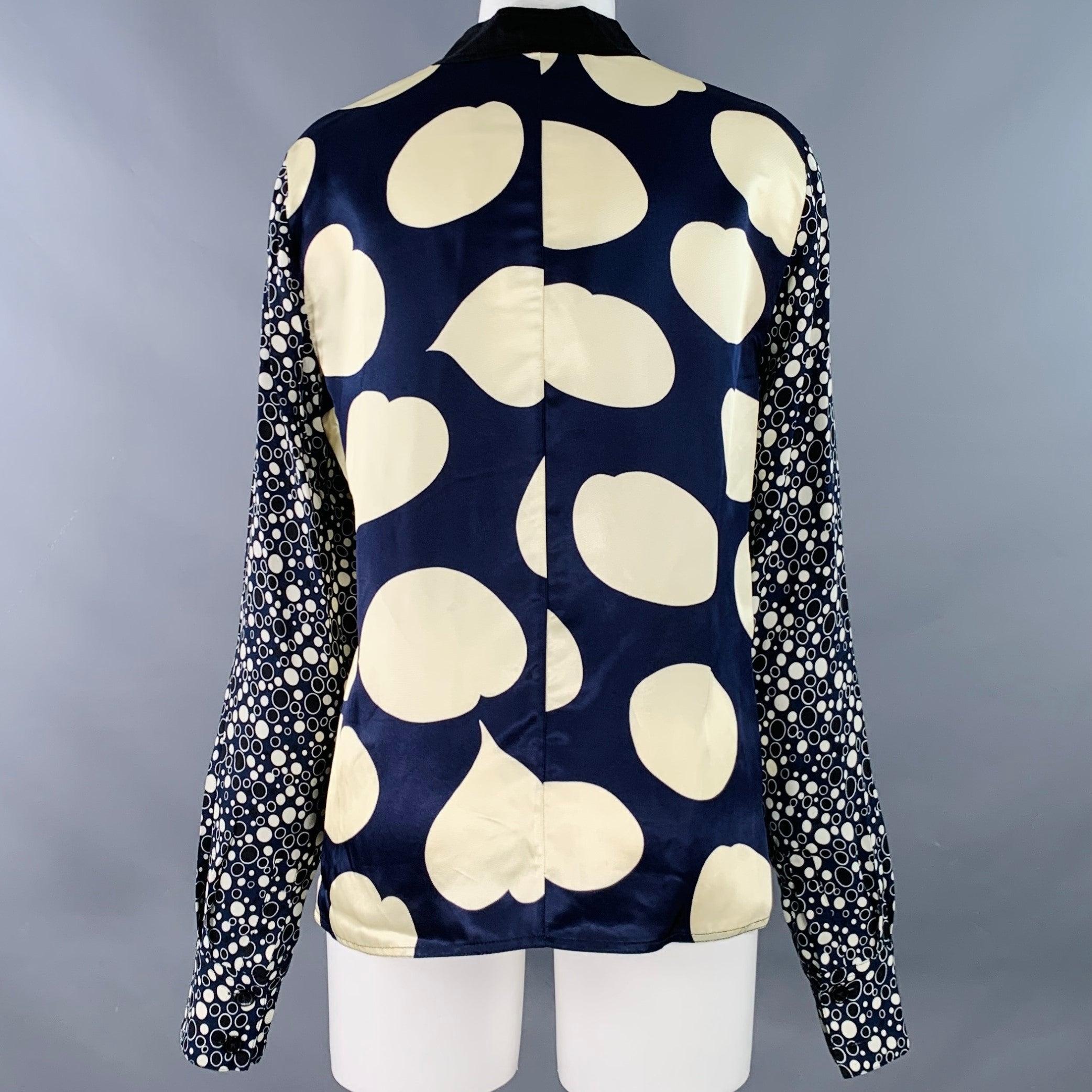 MARNI - Chemisier à nœud circulaire en viscose noir et marine - Taille 4 Excellent état - En vente à San Francisco, CA