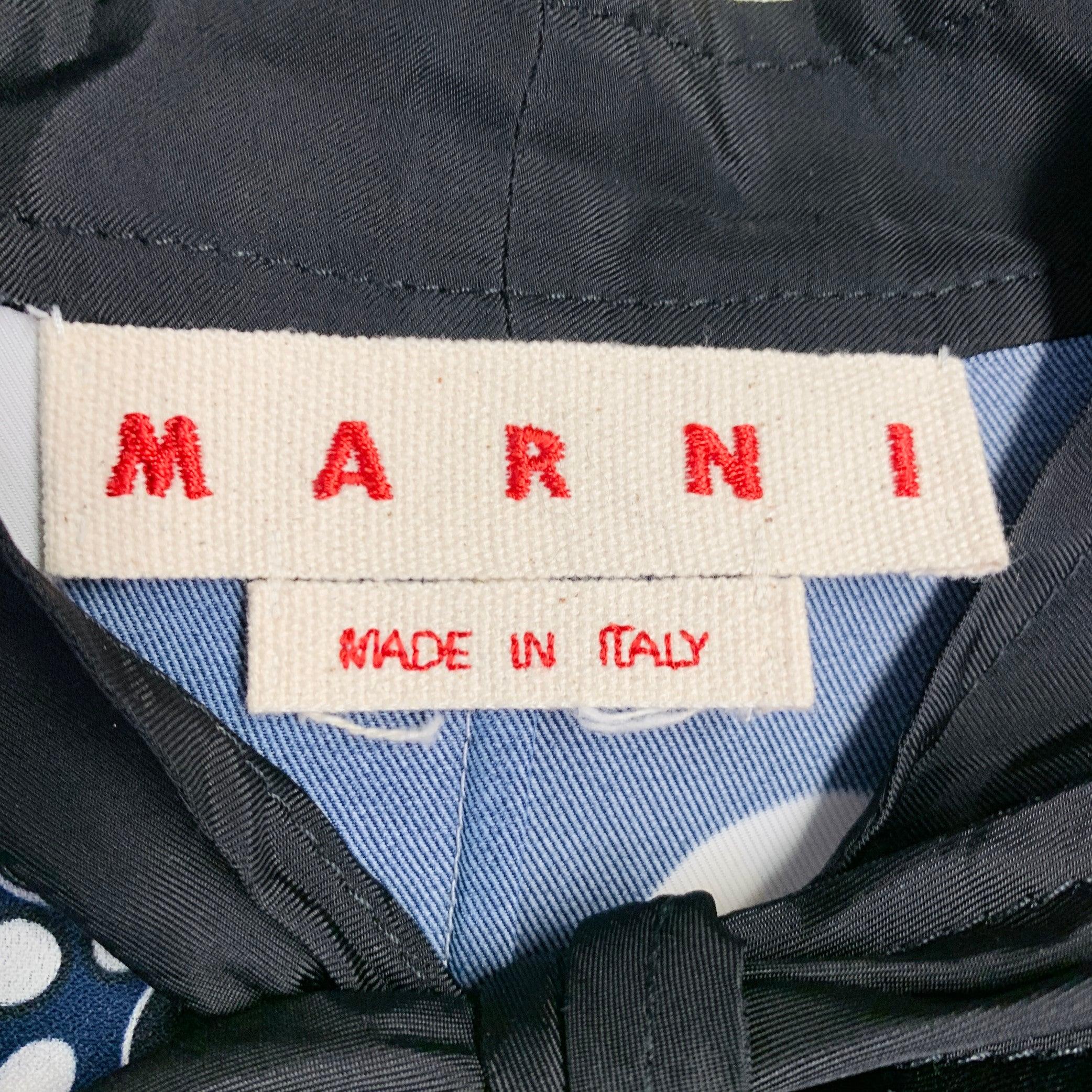 MARNI - Chemisier à nœud circulaire en viscose noir et marine - Taille 4 Pour femmes en vente