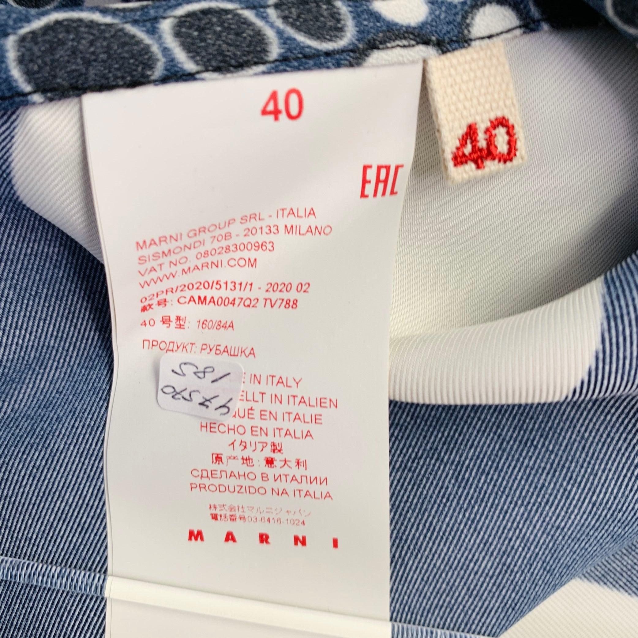 MARNI - Chemisier à nœud circulaire en viscose noir et marine - Taille 4 en vente 1