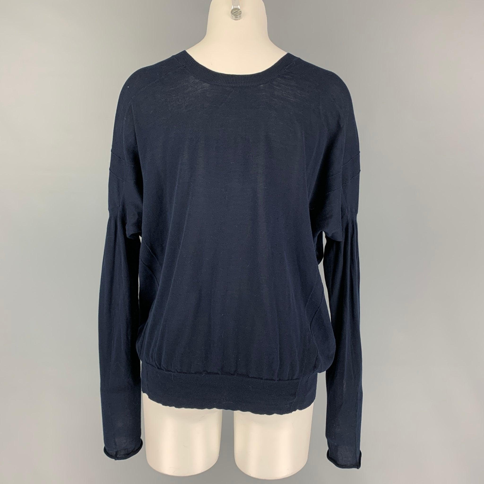 MARNI Size 4 Navy Cotton Dolman Sleeve Pullover In Good Condition For Sale In San Francisco, CA