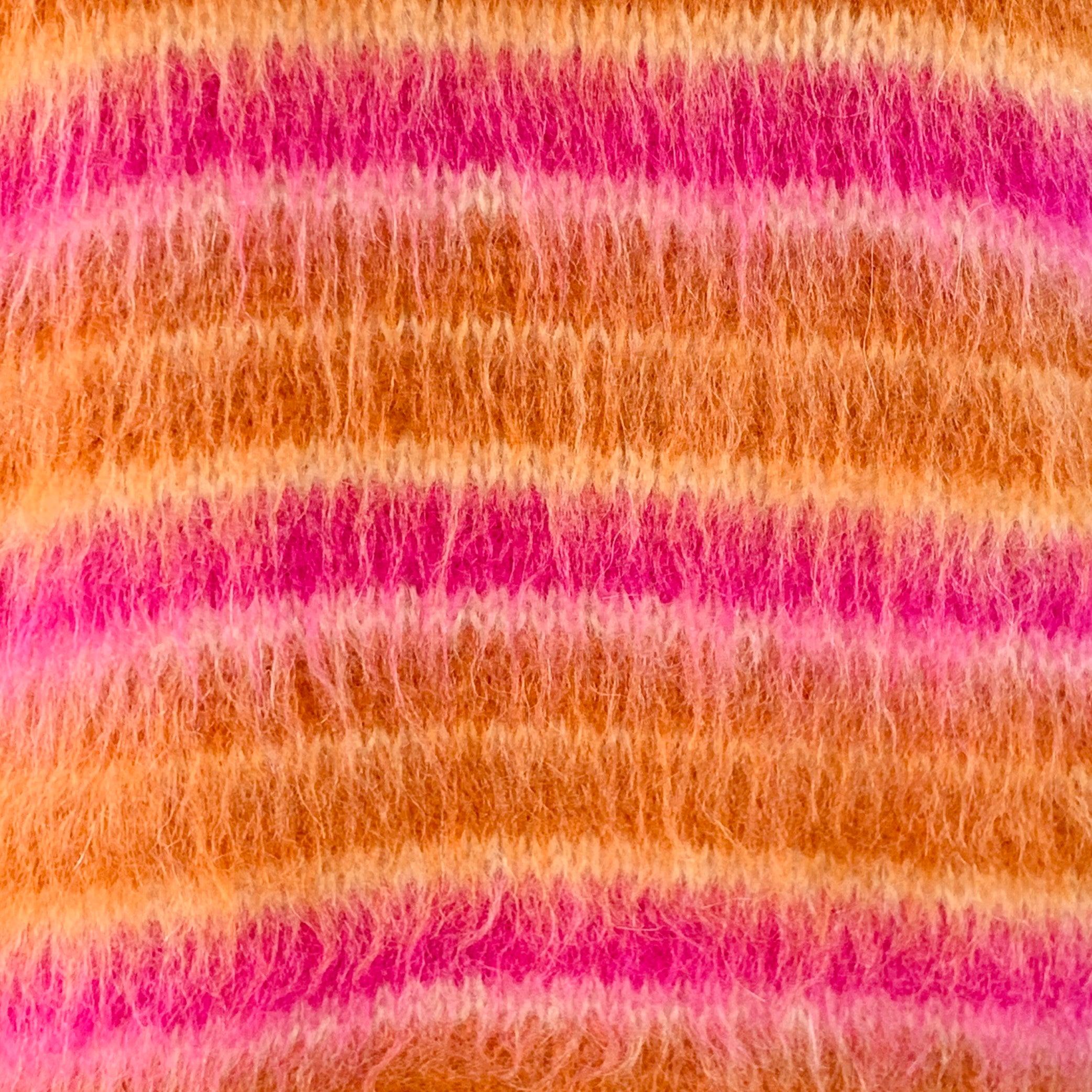 MARNI sweater
in a shaggy orange and pink mohair knit featuring a stripe pattern, oversized fit, and crew neck. Made in Italy.Excellent Pre-Owned Condition. 

Marked:   IT 40 

Measurements: 
 
Shoulder: 21.5 inches Bust: 51 inches Sleeve: 28 inches