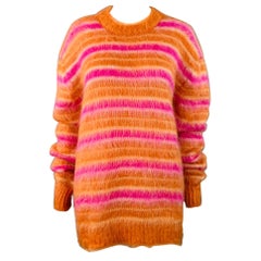 Marni Taglia 4 Arancione Rosa Mohair a righe Maglione girocollo oversize