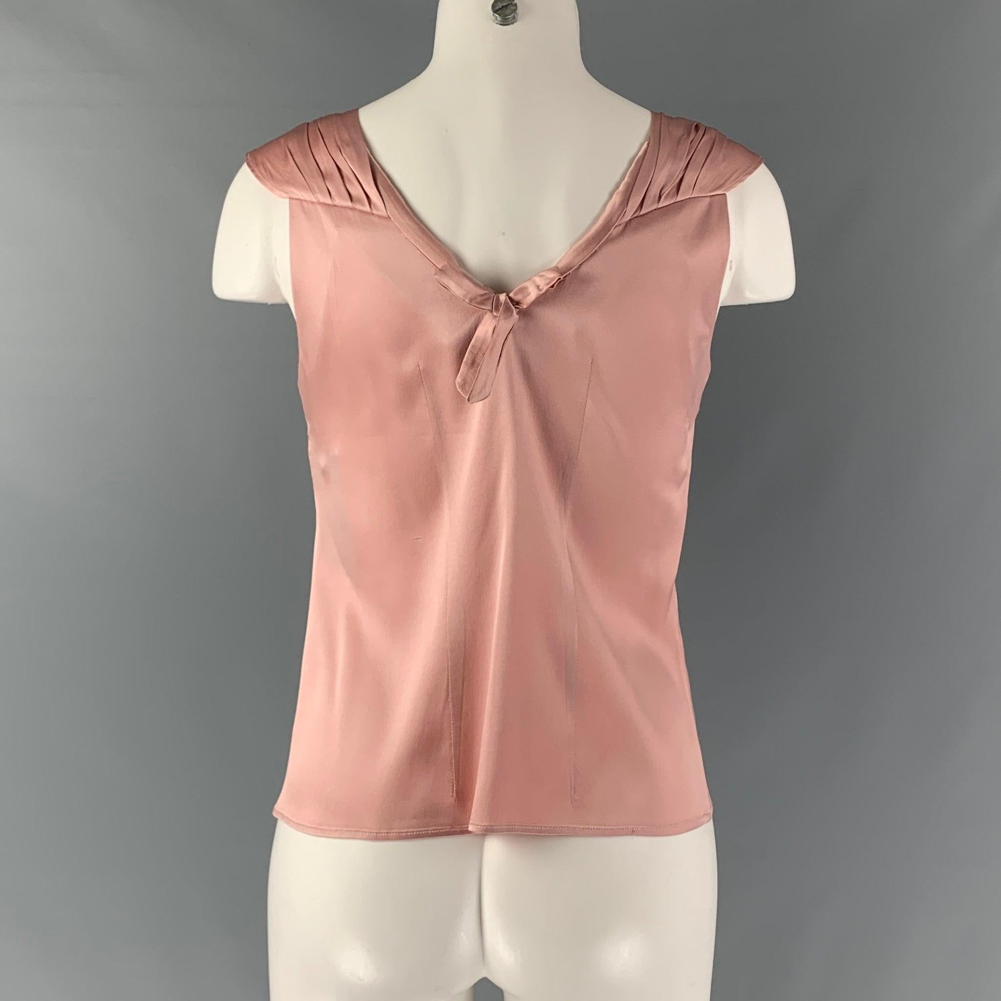 MARNI Size 4 Pink Silk &  Elastane Ruched Sleeveless Dress Top In Good Condition For Sale In San Francisco, CA