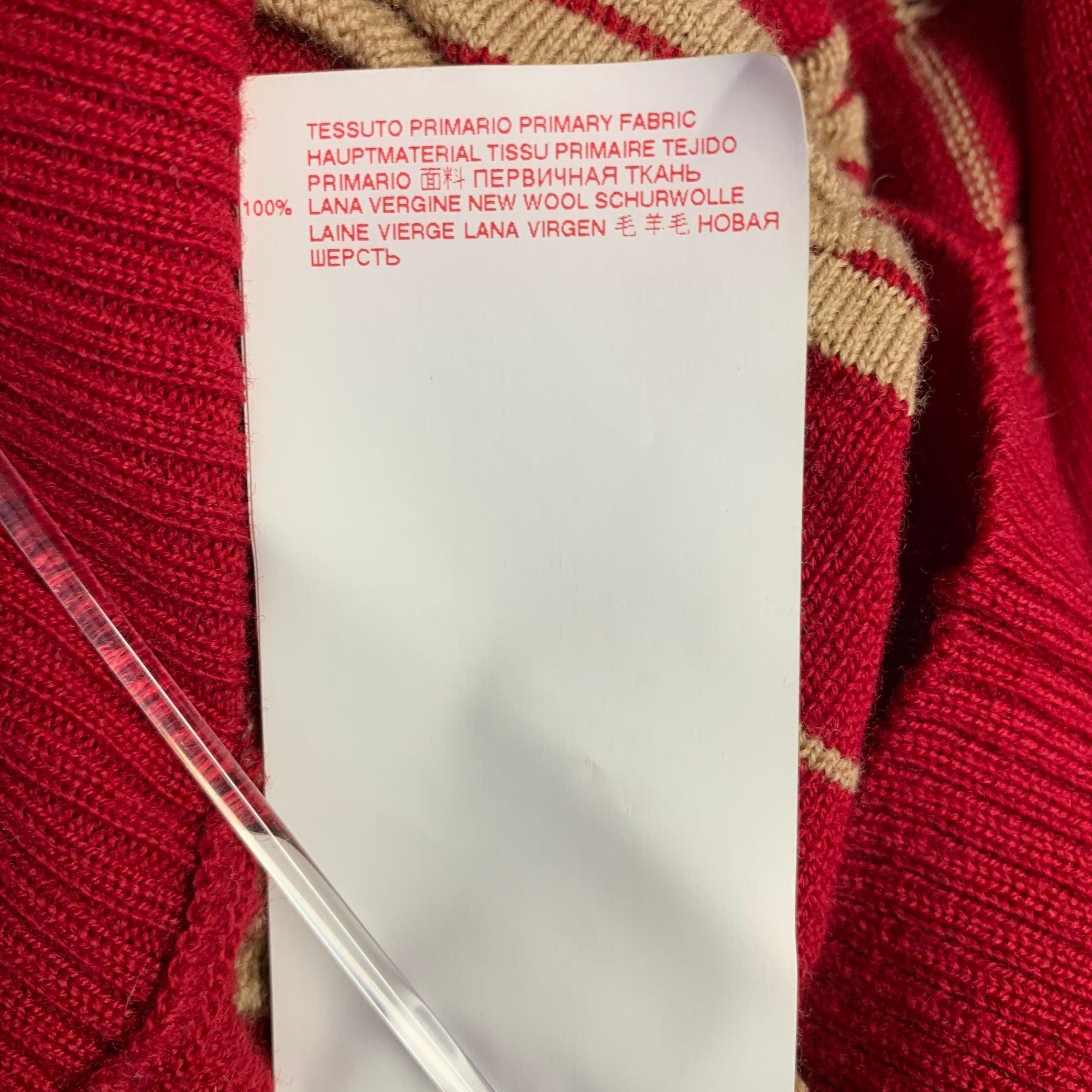 MARNI Taille 4 Pull à col ras du cou en laine texturée beige rouge en vente 5