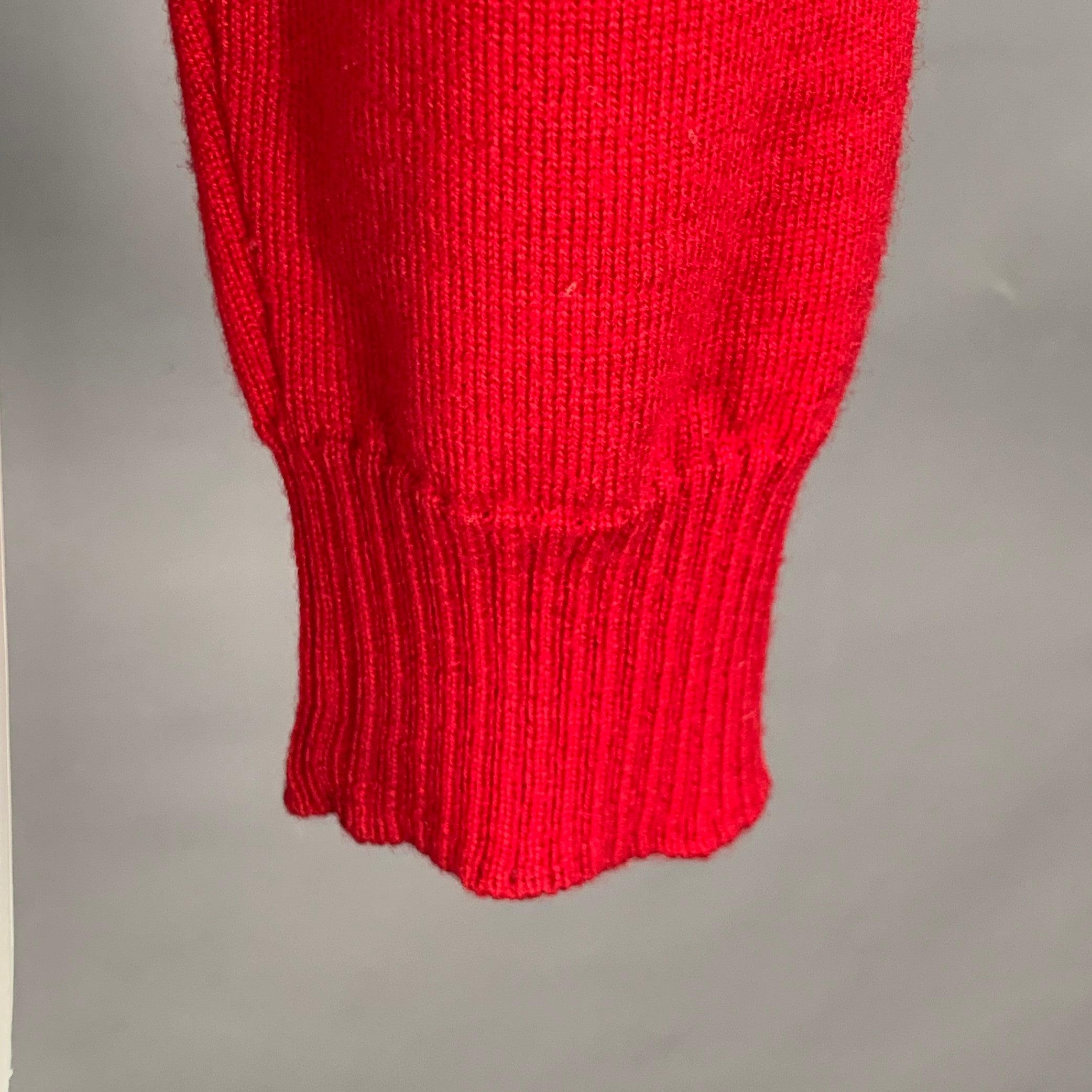 MARNI Taille 4 Pull à col ras du cou en laine texturée beige rouge en vente 1
