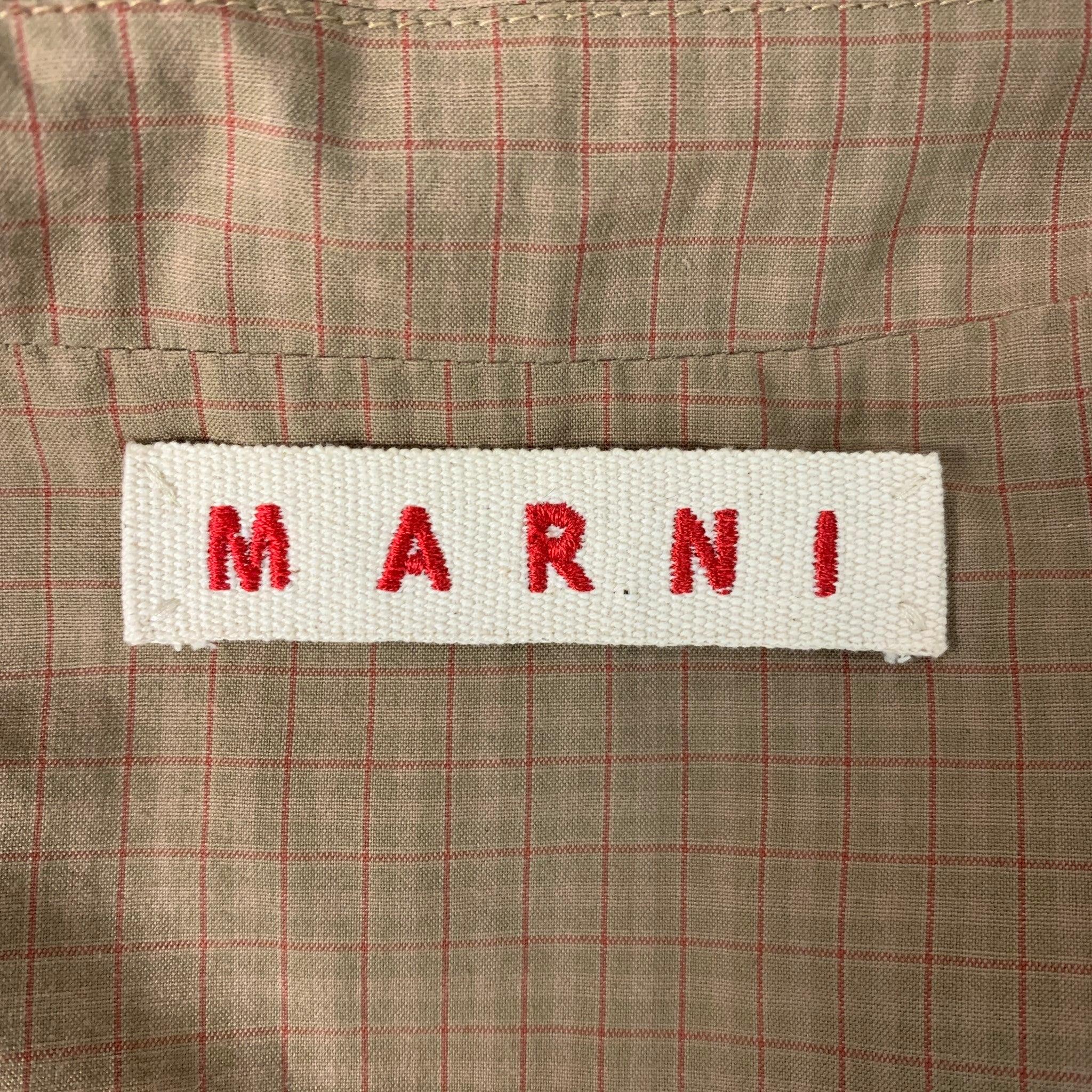 Women's MARNI Size 4 Tan & Red Cotton Plaid Cropped Jacket For Sale