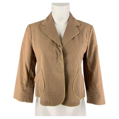 MARNI Size 4 Tan 
Red Cotton Plaid Cropped Jacket