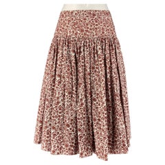 MARNI Size 4 White Burgundy Cotton Dots Pleated Skirt