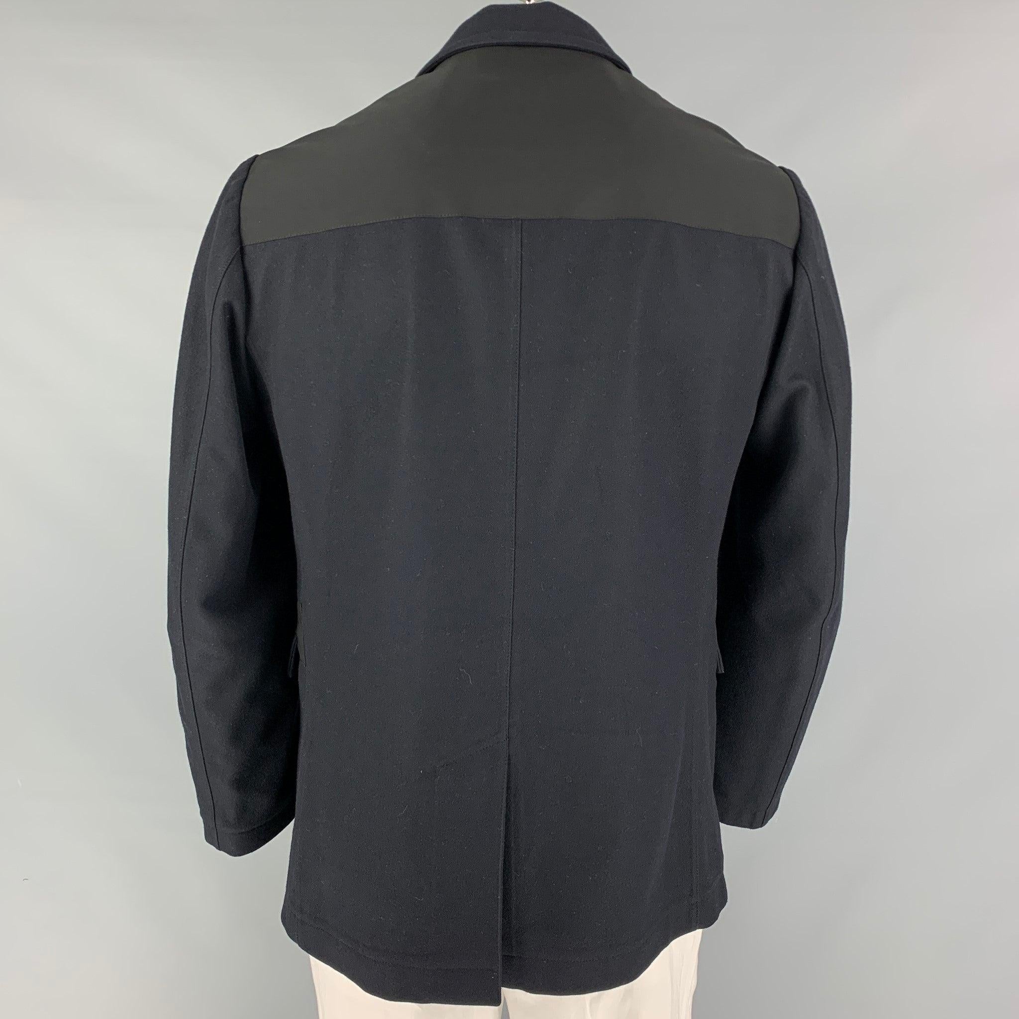Men's MARNI Size 40 Navy Black Wool Blend Notch Lapel Sport Coat For Sale