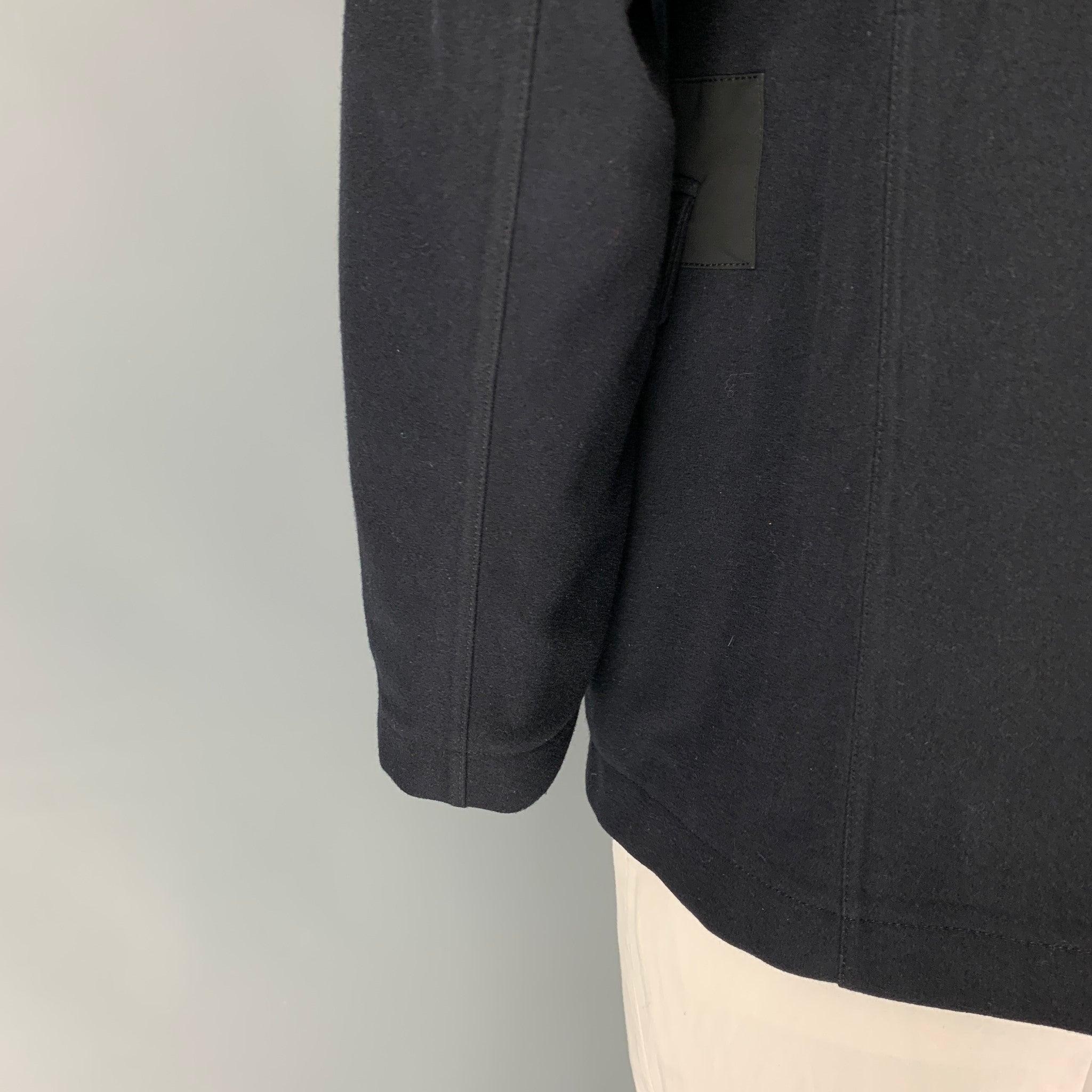 MARNI Size 40 Navy Black Wool Blend Notch Lapel Sport Coat For Sale 1