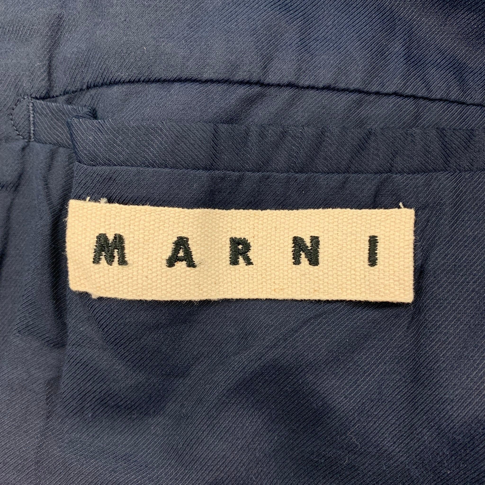 MARNI Size 40 Navy Wool Notch Lapel Sport Coat For Sale 4
