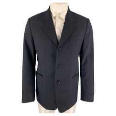 MARNI Size 40 Navy Wool Notch Lapel Sport Coat