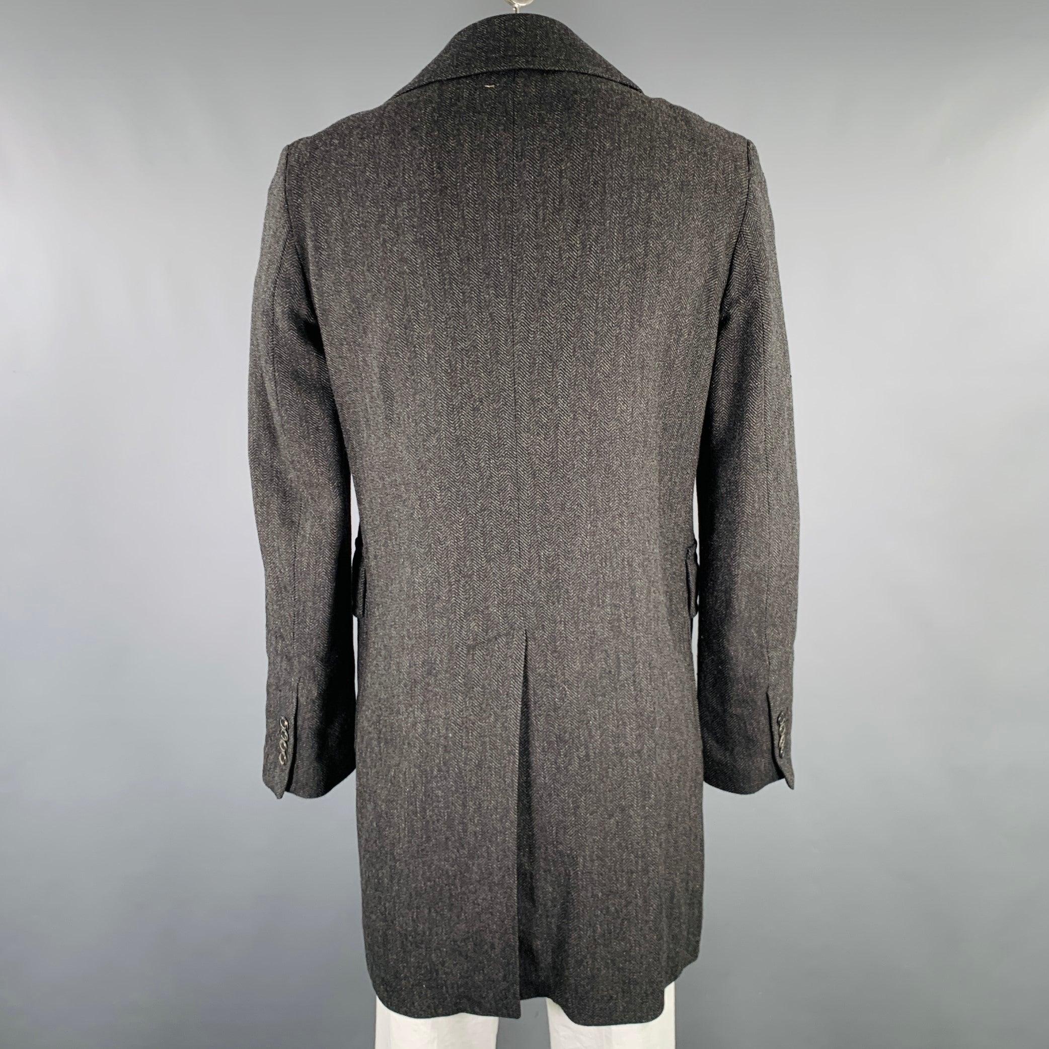 MARNI Taille 42 Manteau à double boutonnage en laine à chevrons gris et noirs Excellent état - En vente à San Francisco, CA