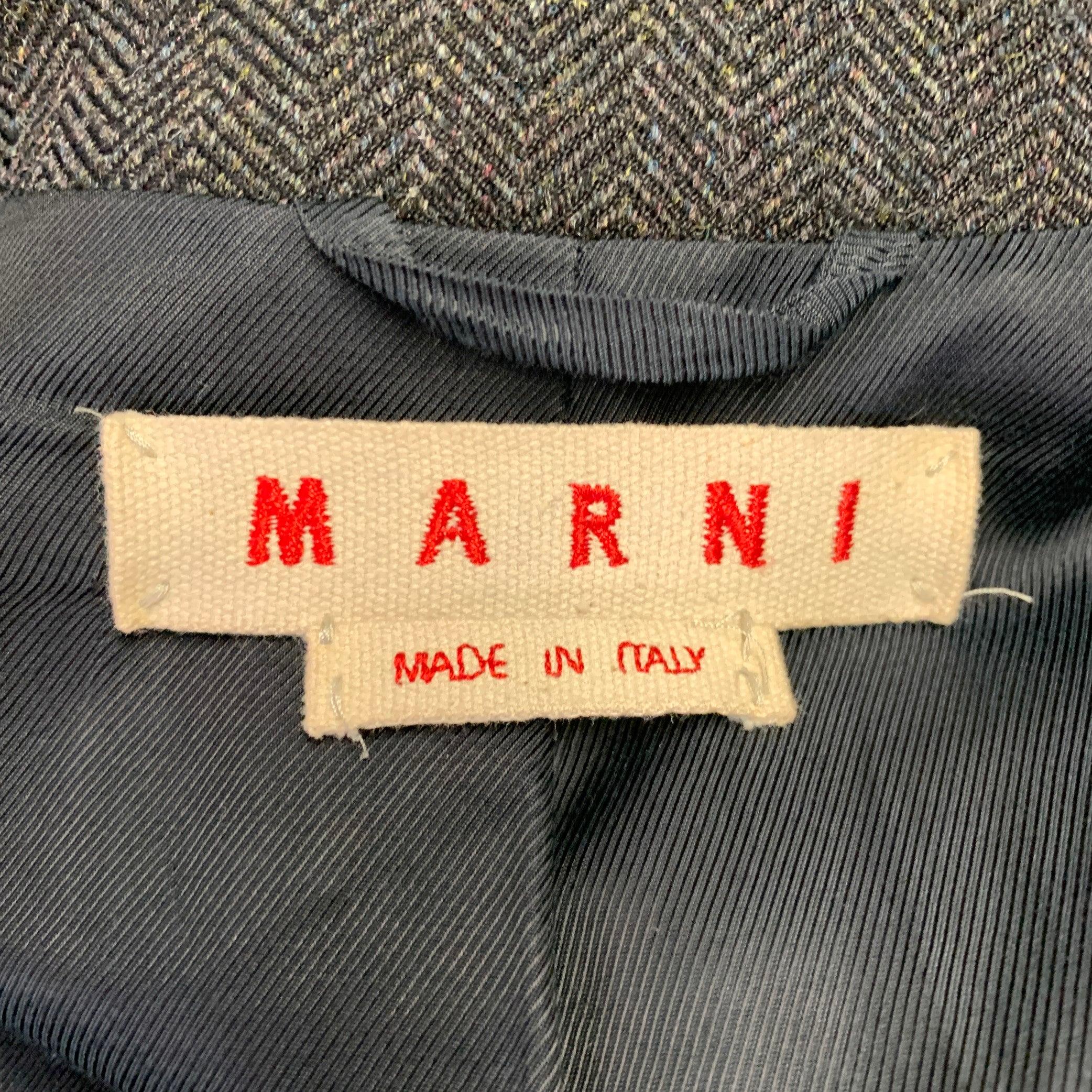 MARNI Taille 42 Manteau à double boutonnage en laine à chevrons gris et noirs Pour hommes en vente