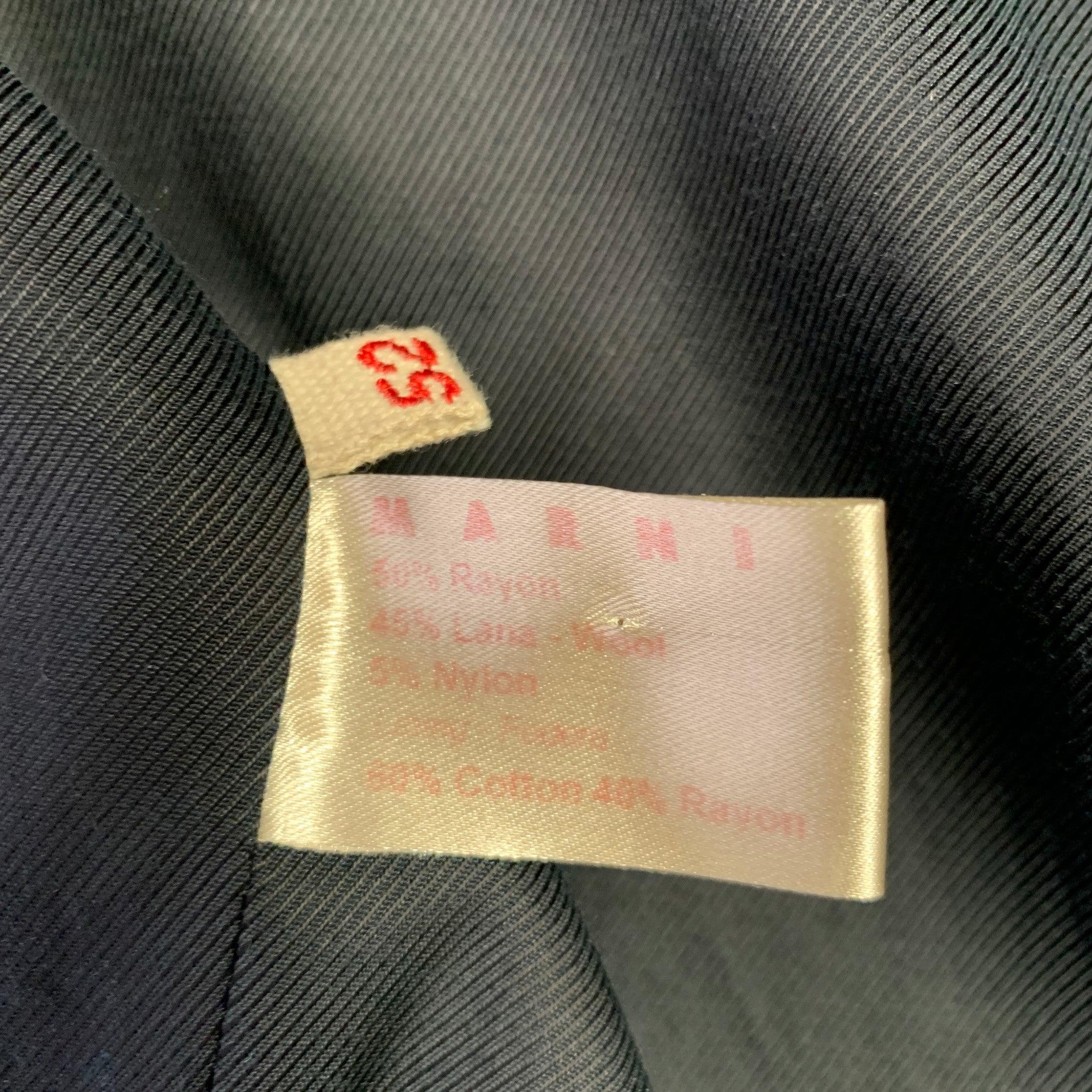 MARNI Taille 42 Manteau à double boutonnage en laine à chevrons gris et noirs en vente 1