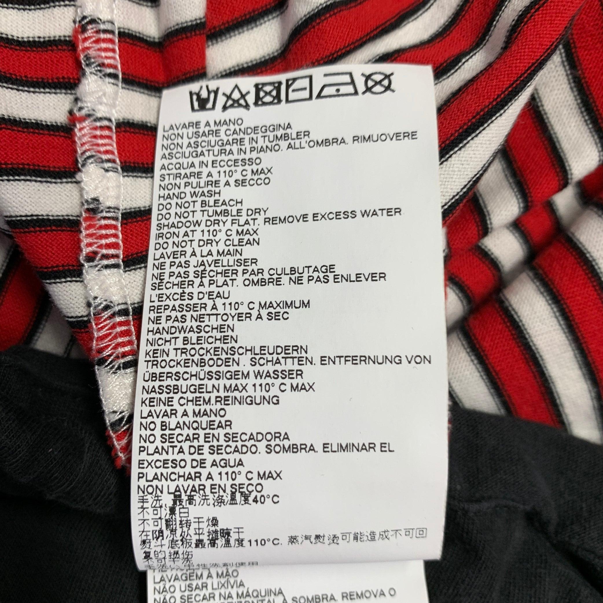 MARNI Size 44 Red White Black Stripe Cotton Drawstring T-shirt 3