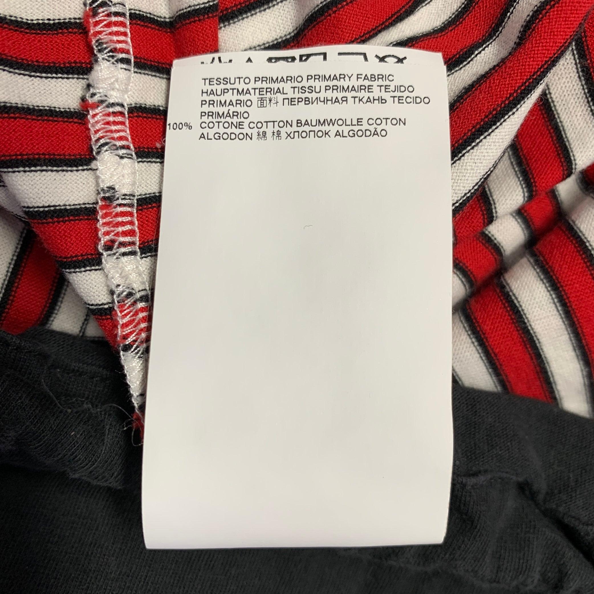 MARNI Size 44 Red White Black Stripe Cotton Drawstring T-shirt 5
