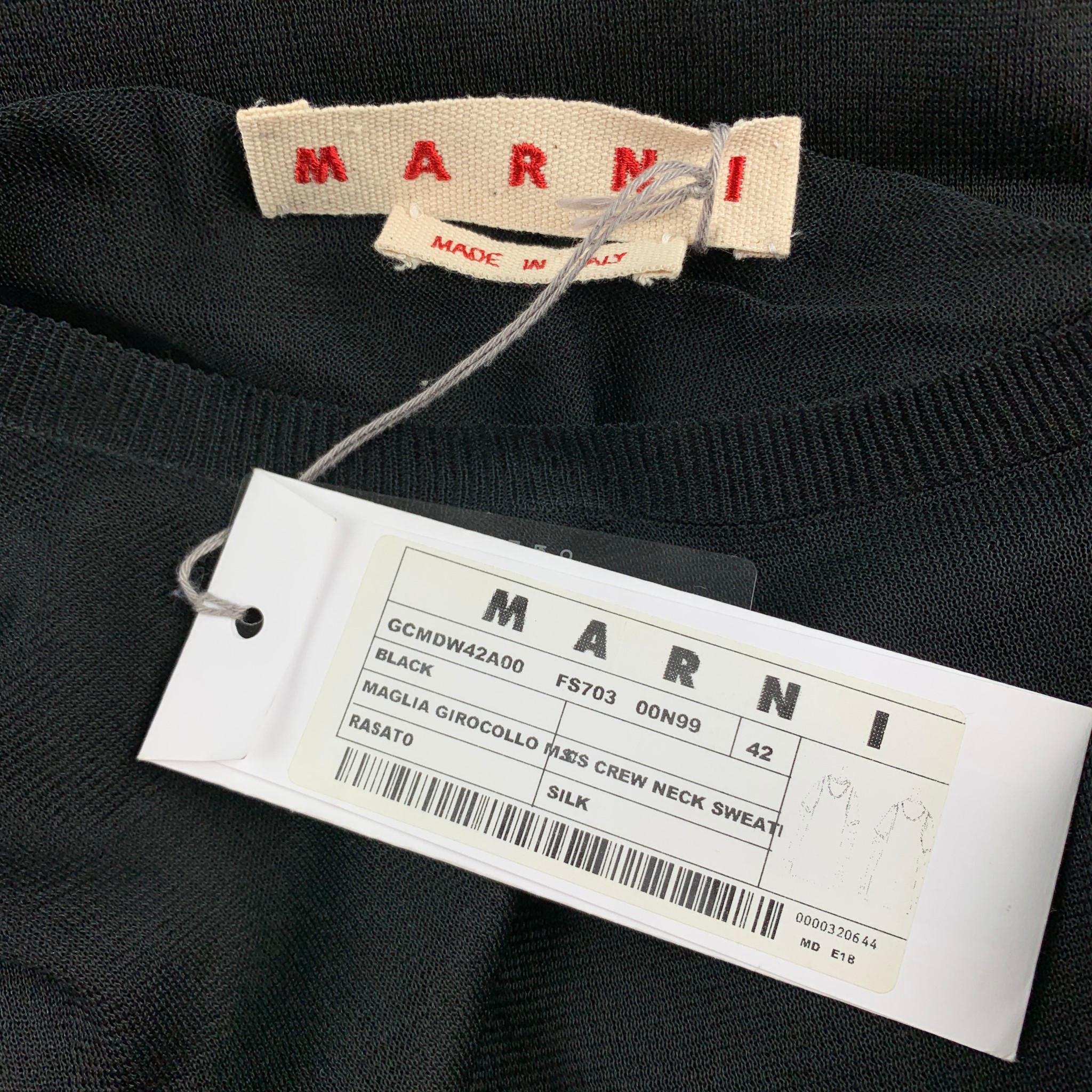 MARNI Taglia 6 Canottiera nera a strati in seta See One 2