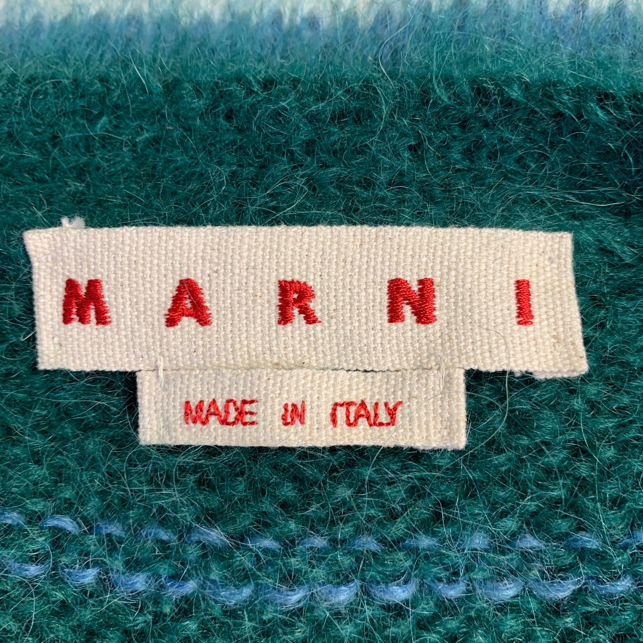 Donna Marni Taglia 6 Cardigan con scollo a V in misto mohair verde blu bianco in vendita