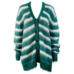 Marni Taglia 6 Cardigan con scollo a V in misto mohair verde blu bianco
