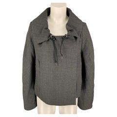 Used MARNI Size 6 Grey Cotton Linen Hidden Snaps Jacket