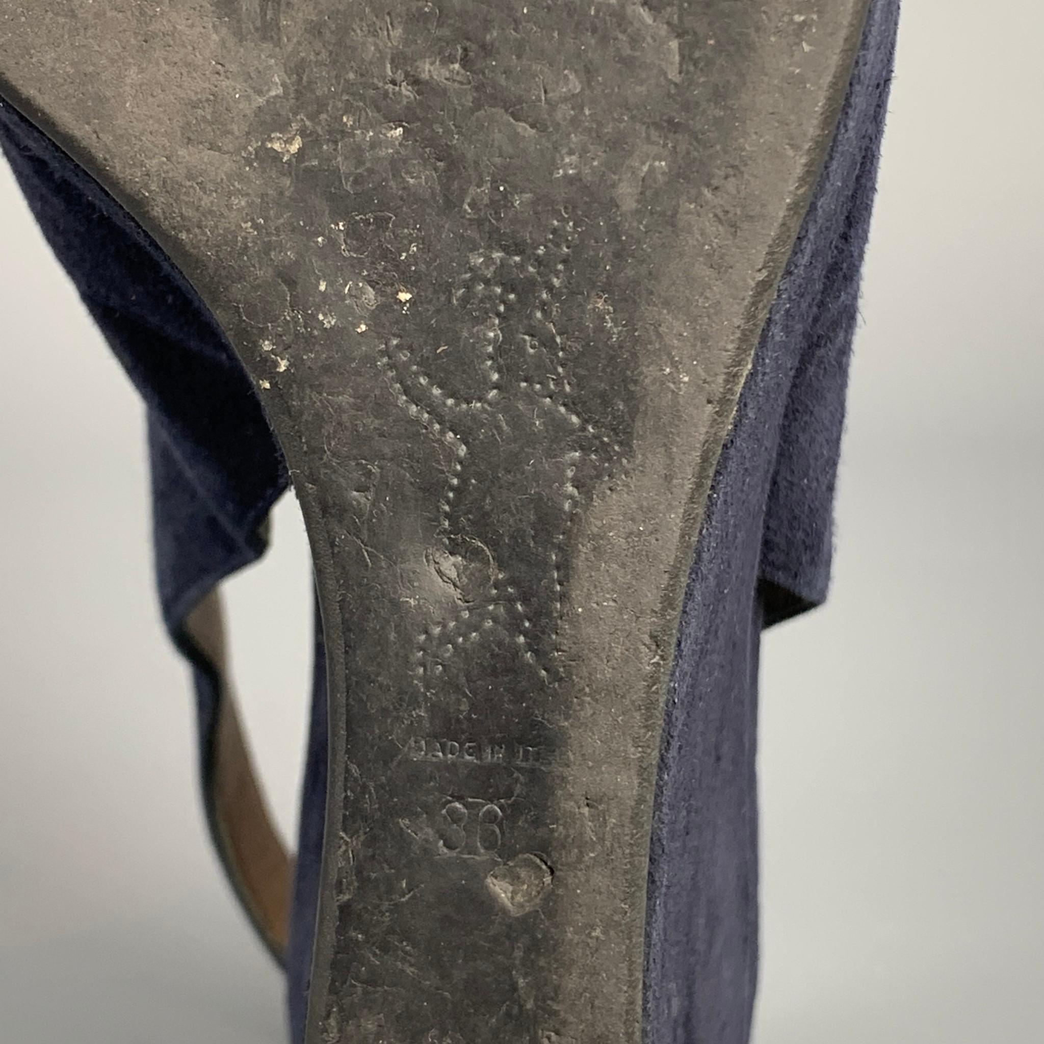 MARNI Size 6 Navy Suede Platform Wedge Sandals In Good Condition In San Francisco, CA