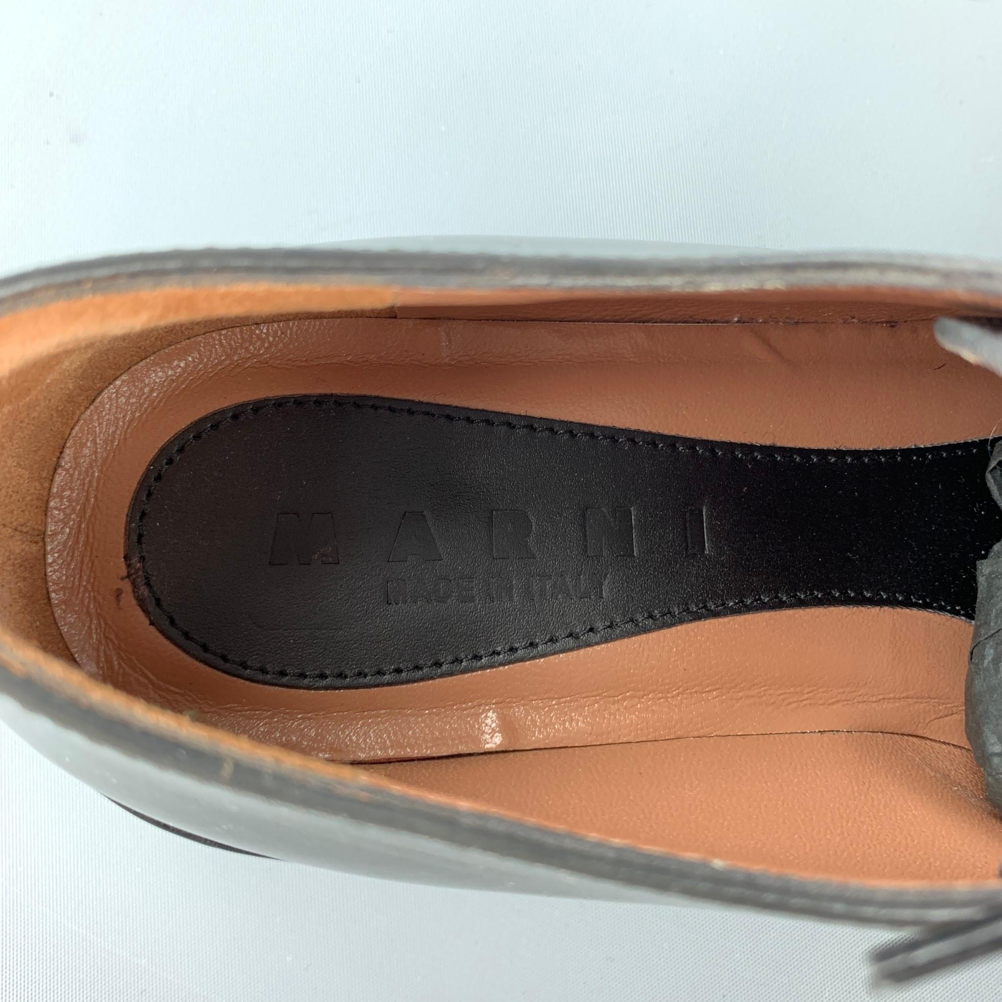 Black MARNI Size 6 Slate Leather Lace Up Shoes