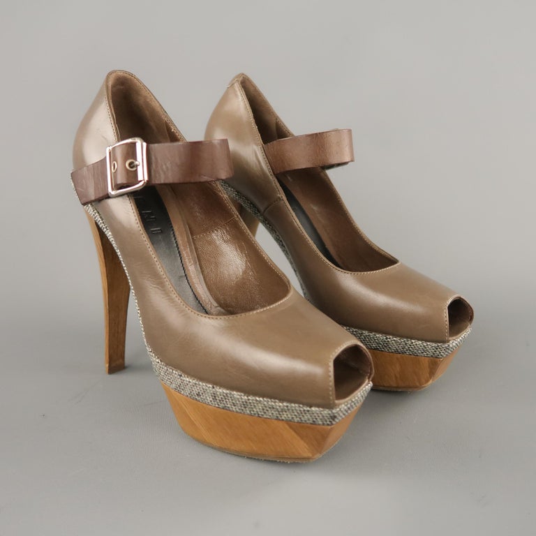 taupe platform pumps