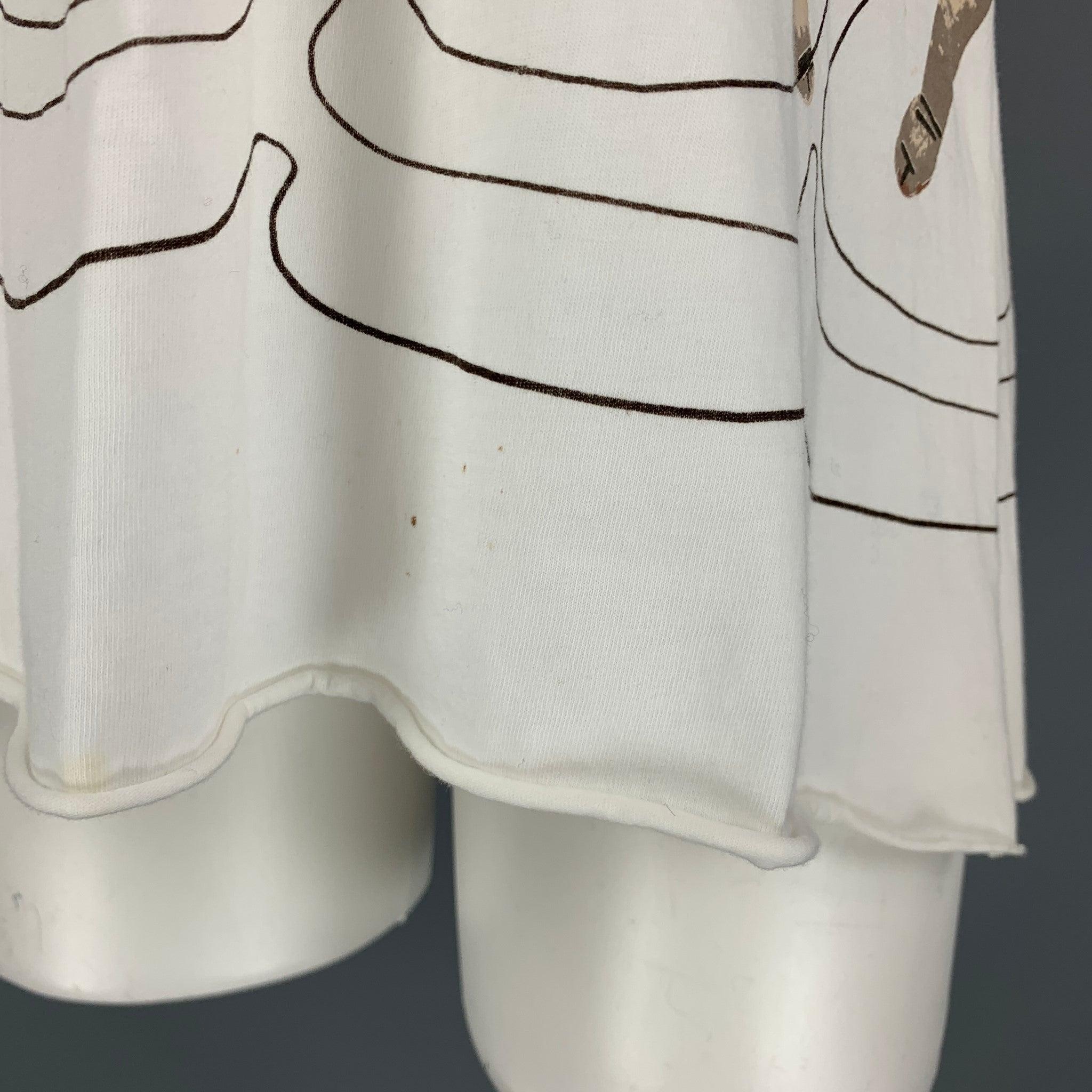 MARNI Size 6 White Multicolour Cotton Short Sleeve T-Shirt For Sale 2