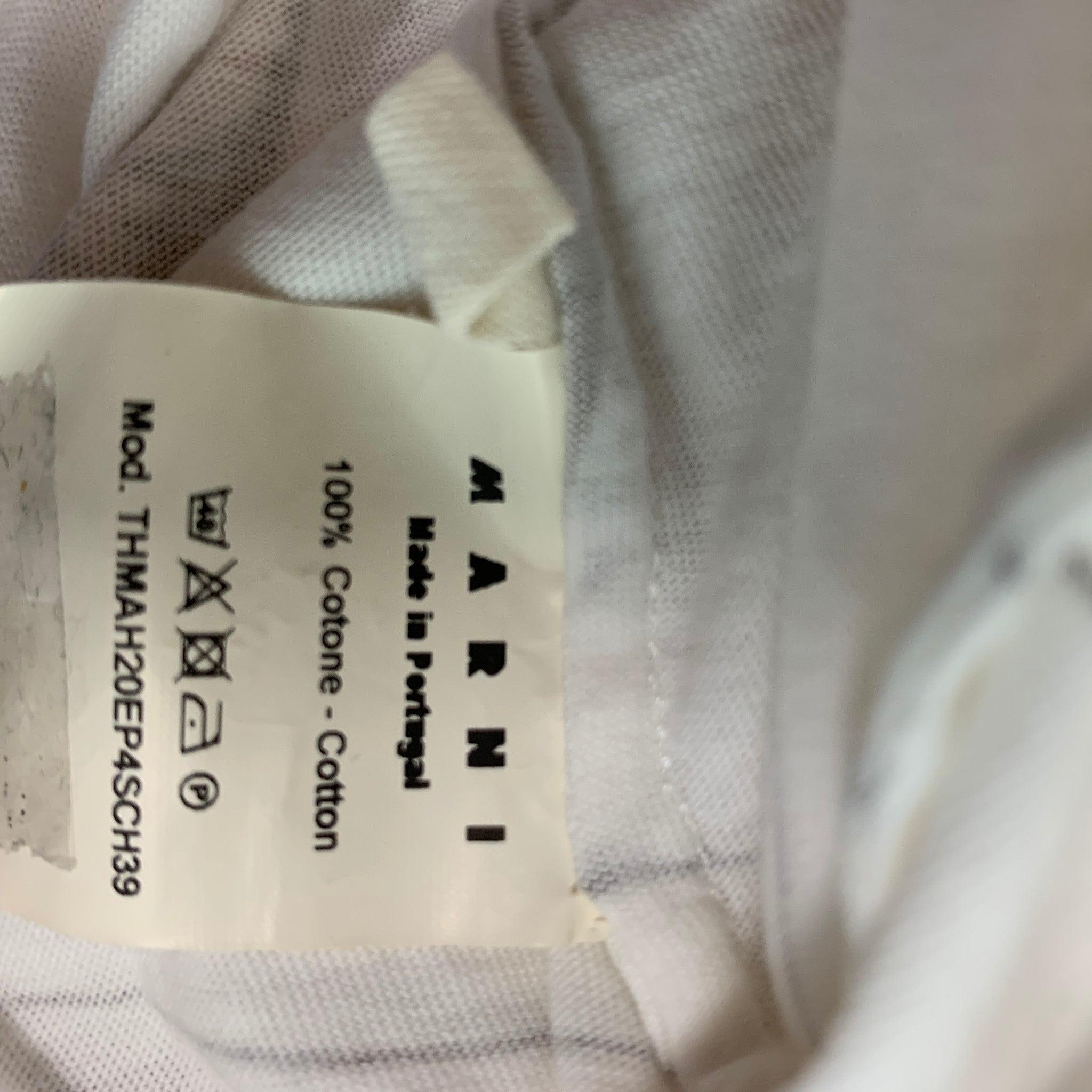 MARNI Size 6 White Multicolour Cotton Short Sleeve T-Shirt For Sale 4