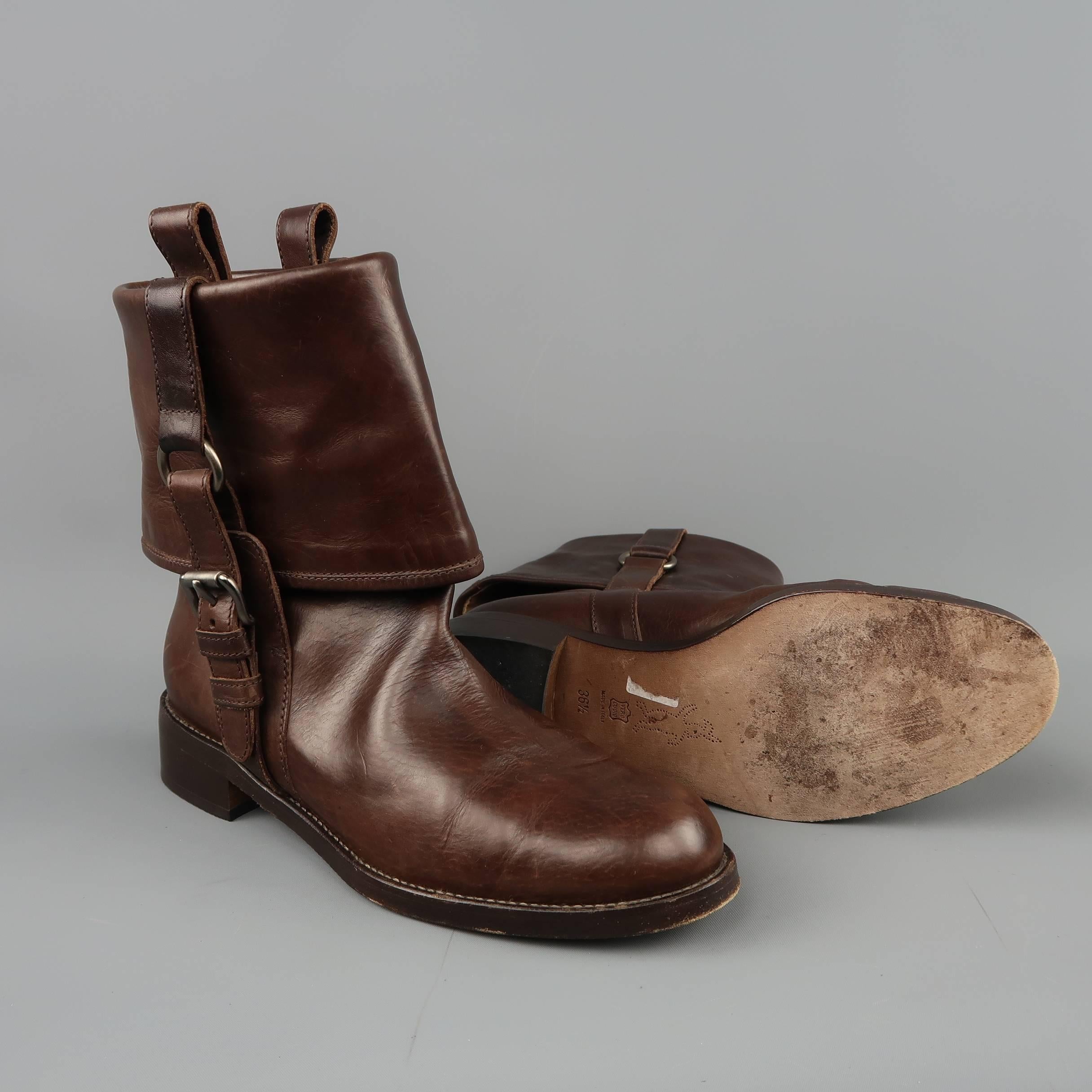 buckle detail foldover slip on boots