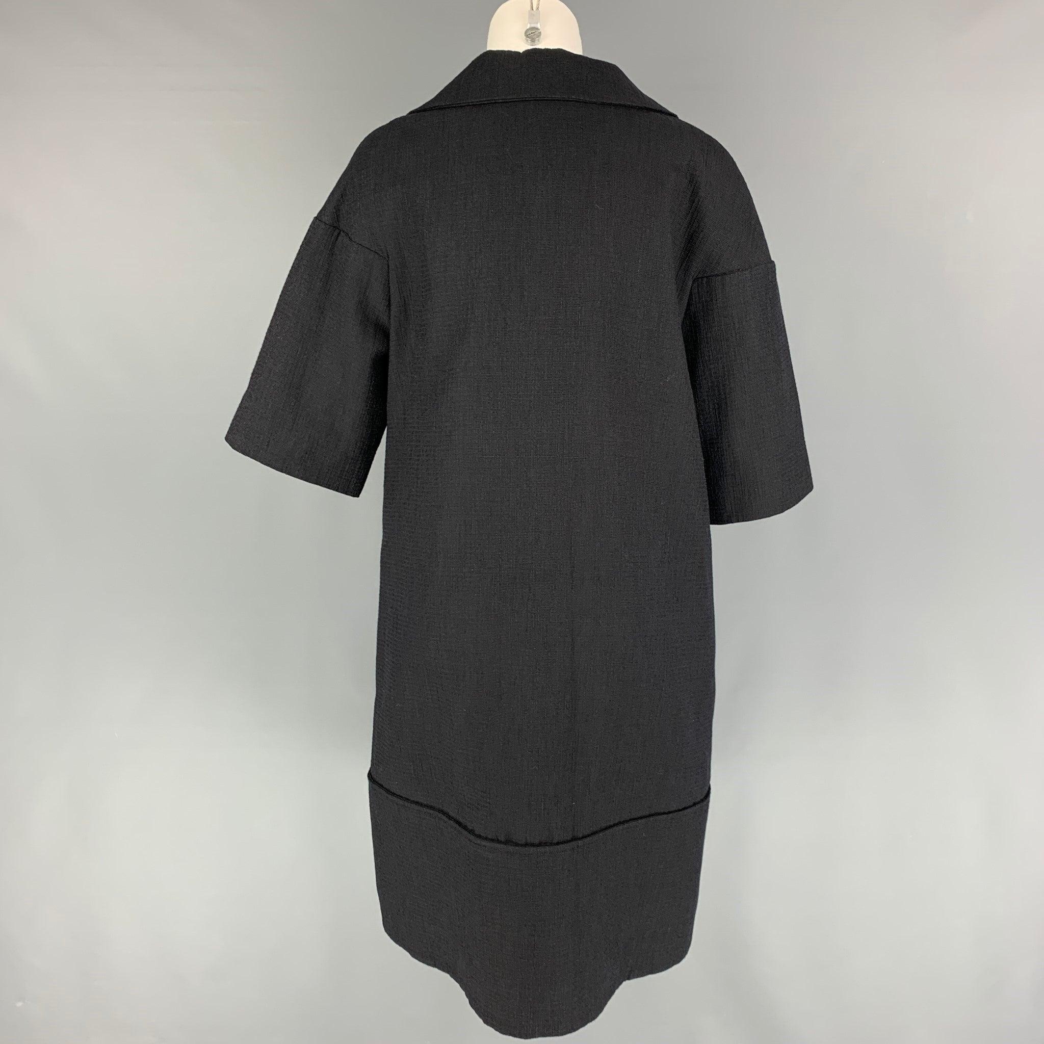 MARNI Size 8 Black Cotton Blend Short Sleeve Coat In Good Condition For Sale In San Francisco, CA