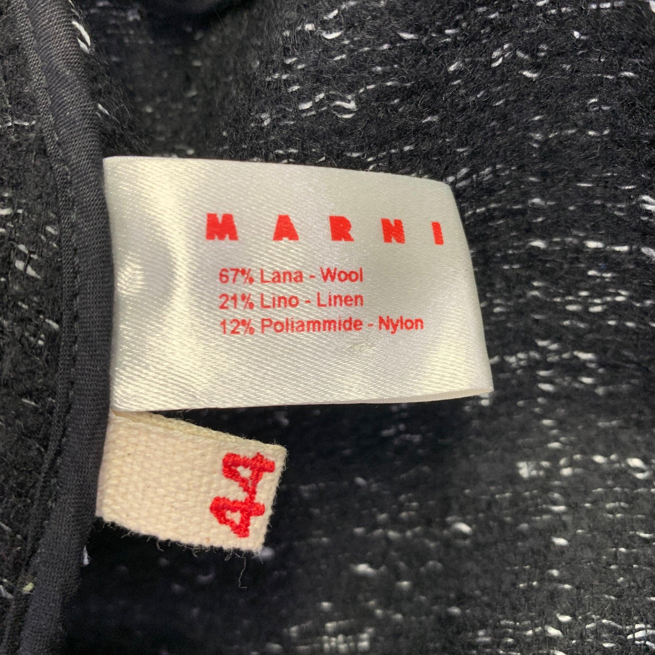MARNI Größe 8 Schwarz-Weißer gewebter Mantel aus Wollmischung mit gerafftem Reißverschluss im Angebot 2